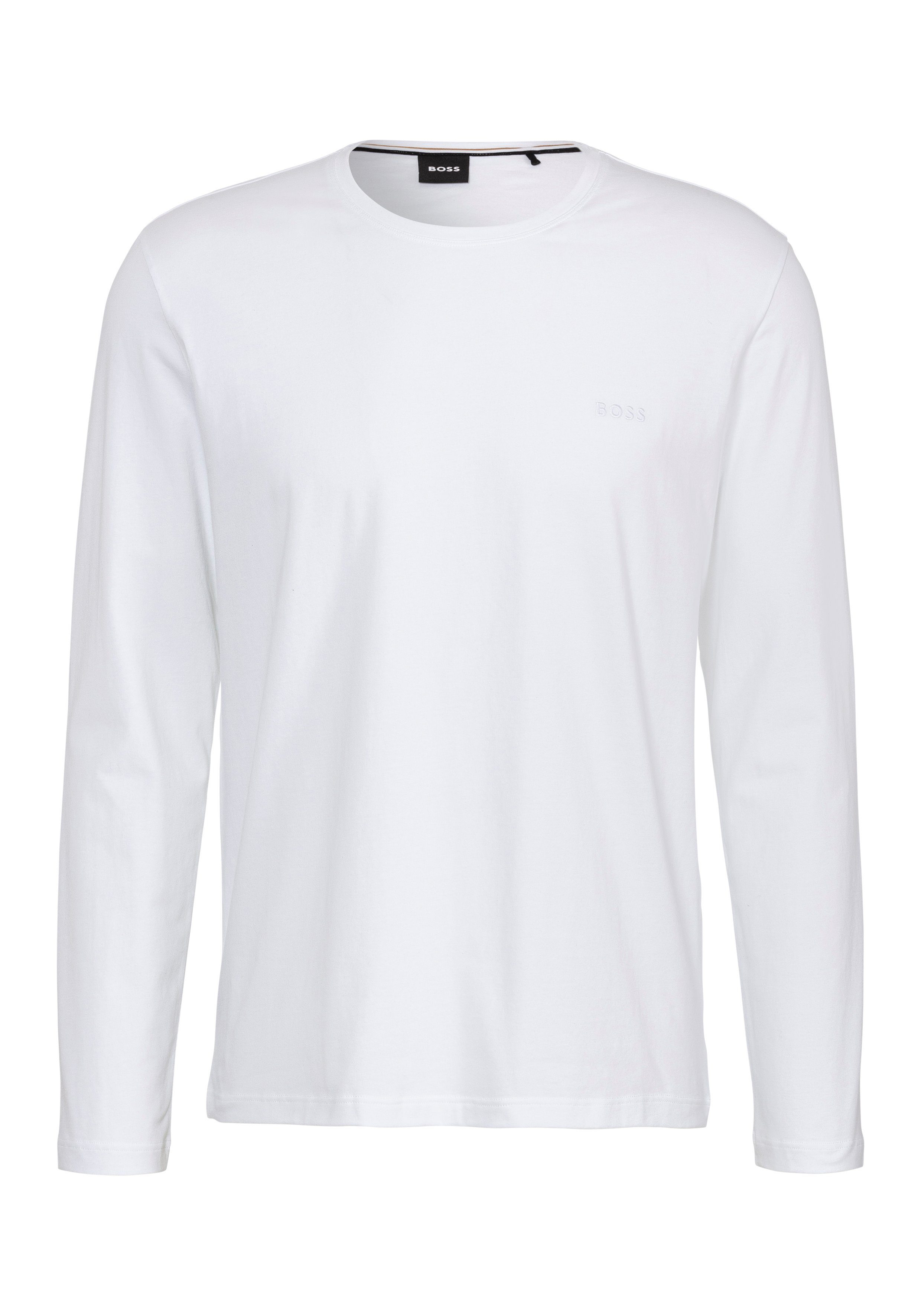 Stickerei Langarmshirt mit der White BOSS BOSS Brust Mix&Match 100 R LS-Shirt auf