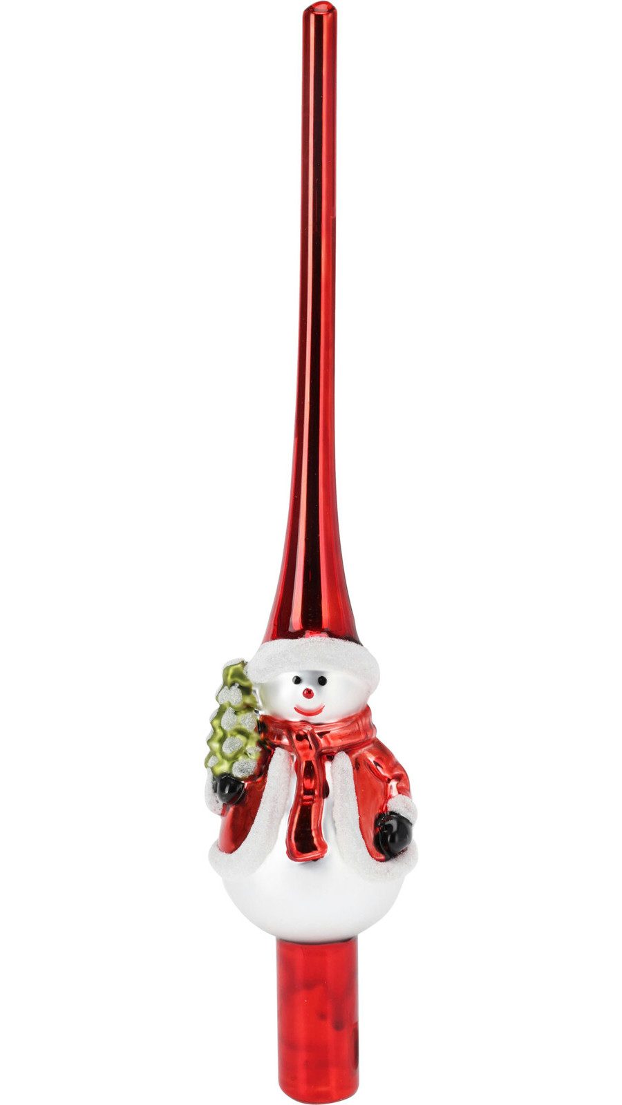Koopman Christbaumspitze Baumspitze Glas Schnee,-/ Weihnachtsmann 25cm (1-tlg), Schneeman, 25cm hoch, Glas, Leichtgewichtig, Weihnachten