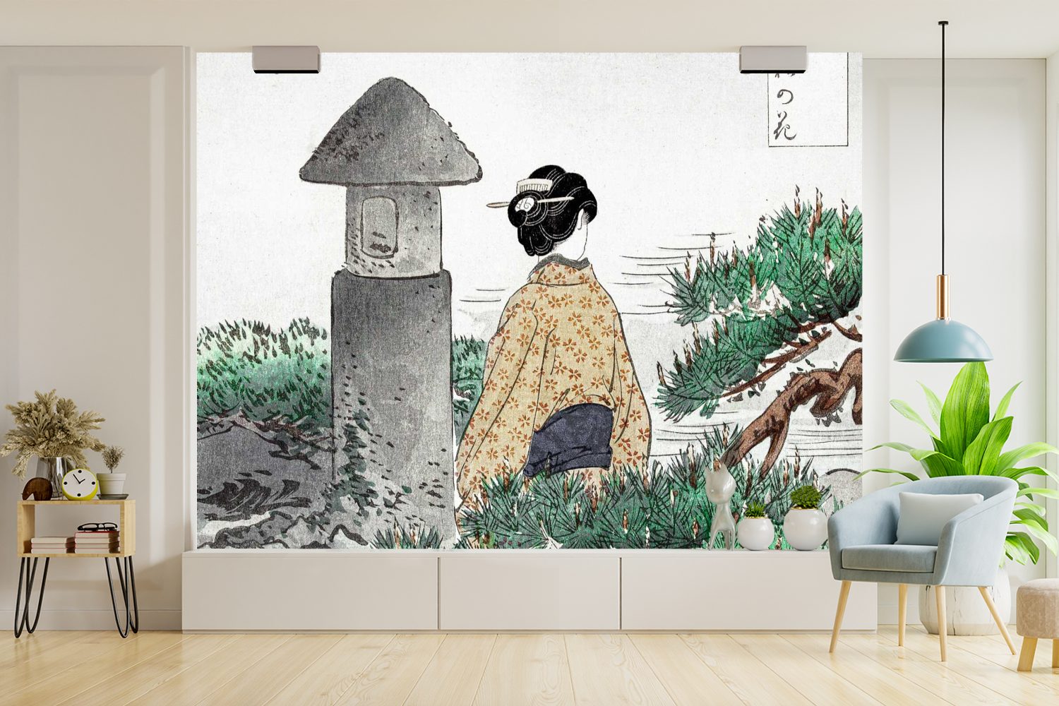 MuchoWow Fototapete Kinderzimmer, für - Natur Kimono Tapete Schlafzimmer, bedruckt, - Wohnzimmer, (6 - Wallpaper St), Vinyl Frau Matt, Japan
