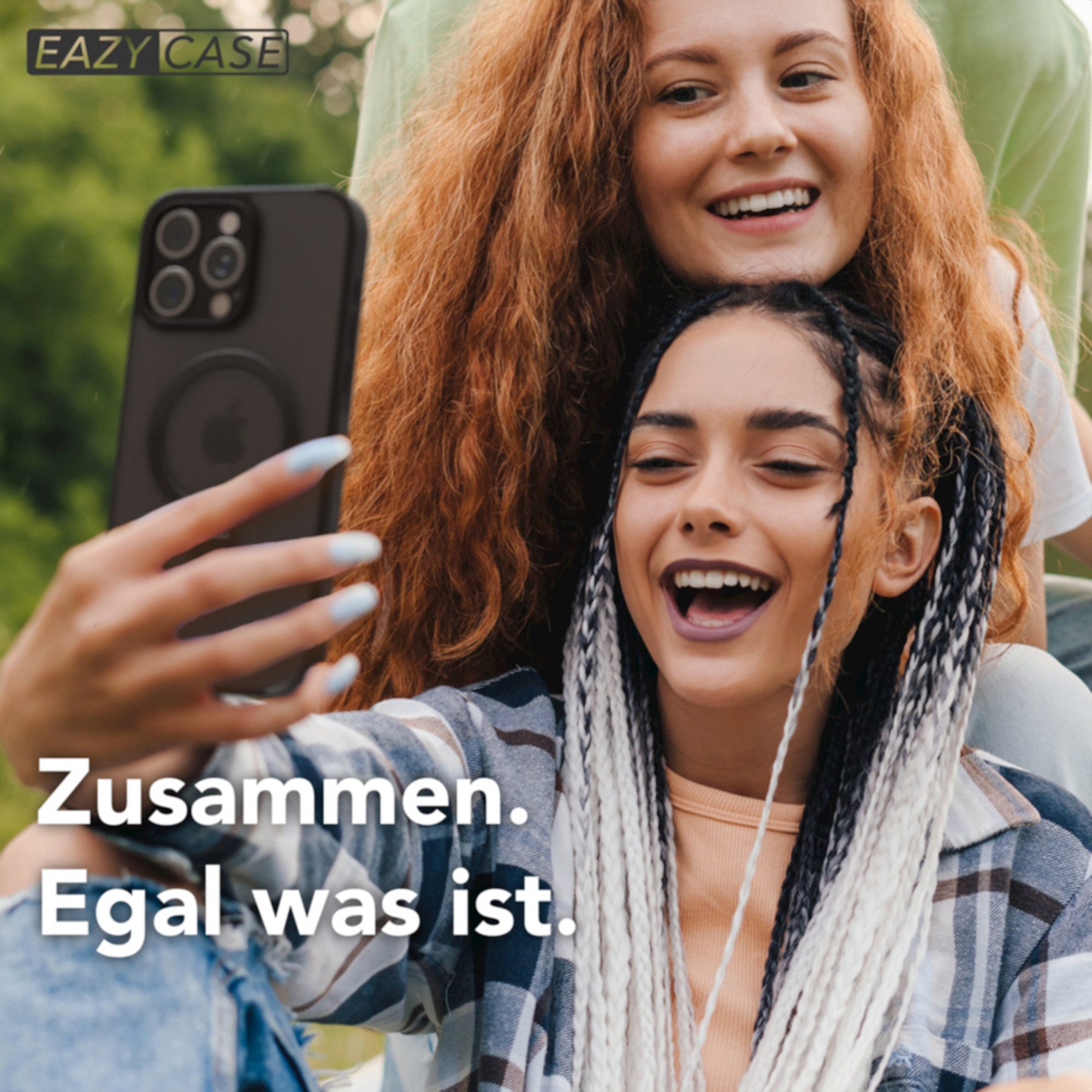 EAZY CASE Handyhülle Outdoor iPhone 15 Pro Max Case MagSafe Ring 6,7 Zoll, Outdoor Handy Hülle Bumper Schutzhülle Slim mit Kameraschutz Schwarz