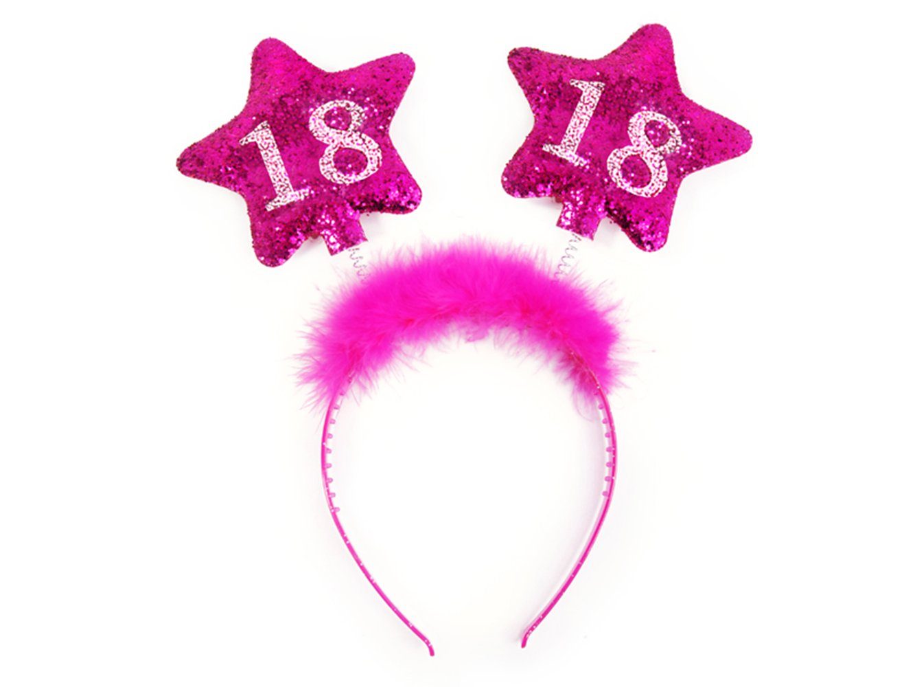 Auch das Bestseller-Ranking partydeco Haarreif, Haarreif mit schwingenden Sternen 18. für Geburtstag Glitzer pink