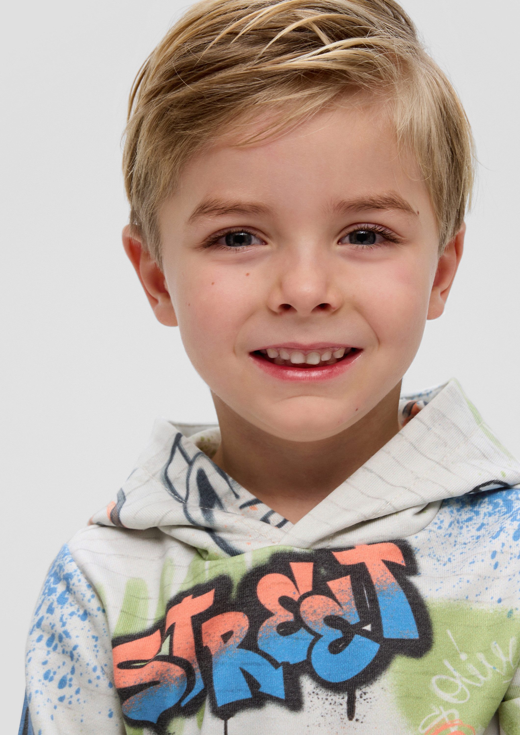 s.Oliver Sweatshirt Sweatshirt Gemustertes Sweatshirt mit Kapuze – Bild 3 von 4