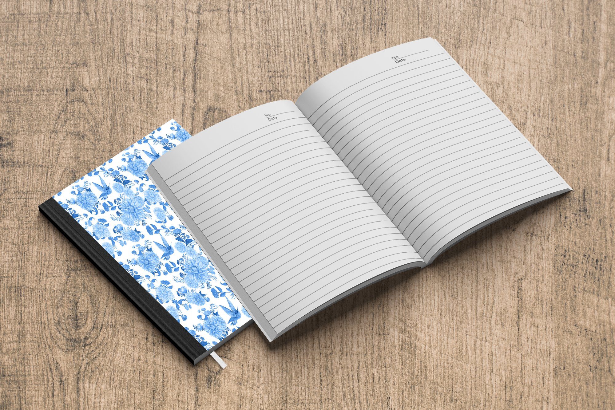 Blau, Tagebuch, Notizbuch Blumen MuchoWow Notizheft, - - 98 Haushaltsbuch Muster A5, Journal, Merkzettel, Seiten,