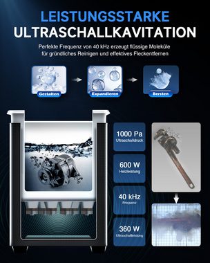 CREWORKS Ultraschallreiniger 15 L Ultraschallreinigungsgerät Ultraschallbad Entgas