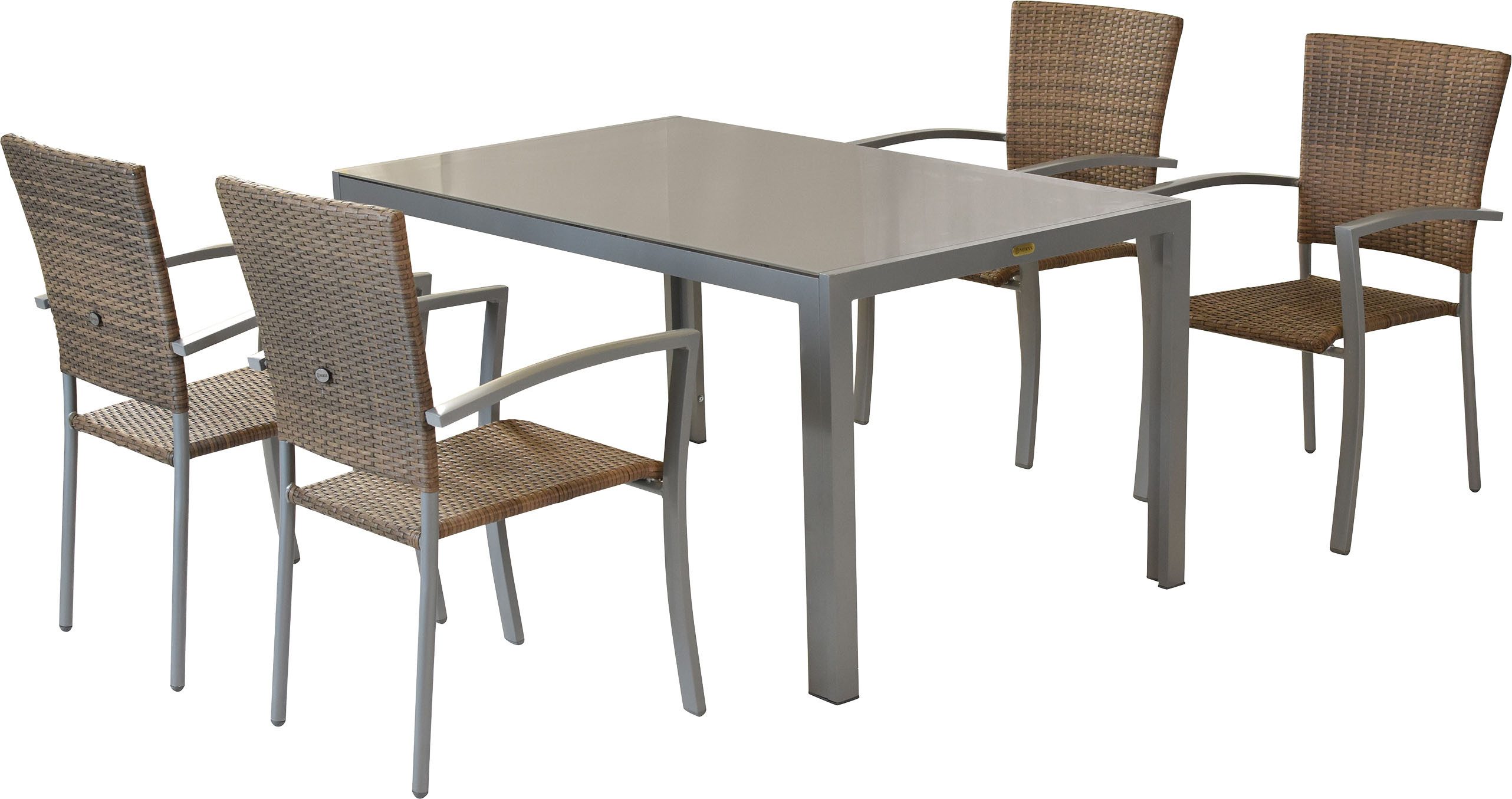 MERXX Garten-Essgruppe Savona, (Set, 5-tlg), inkl. 4 Stapelsessel, 1 Tisch