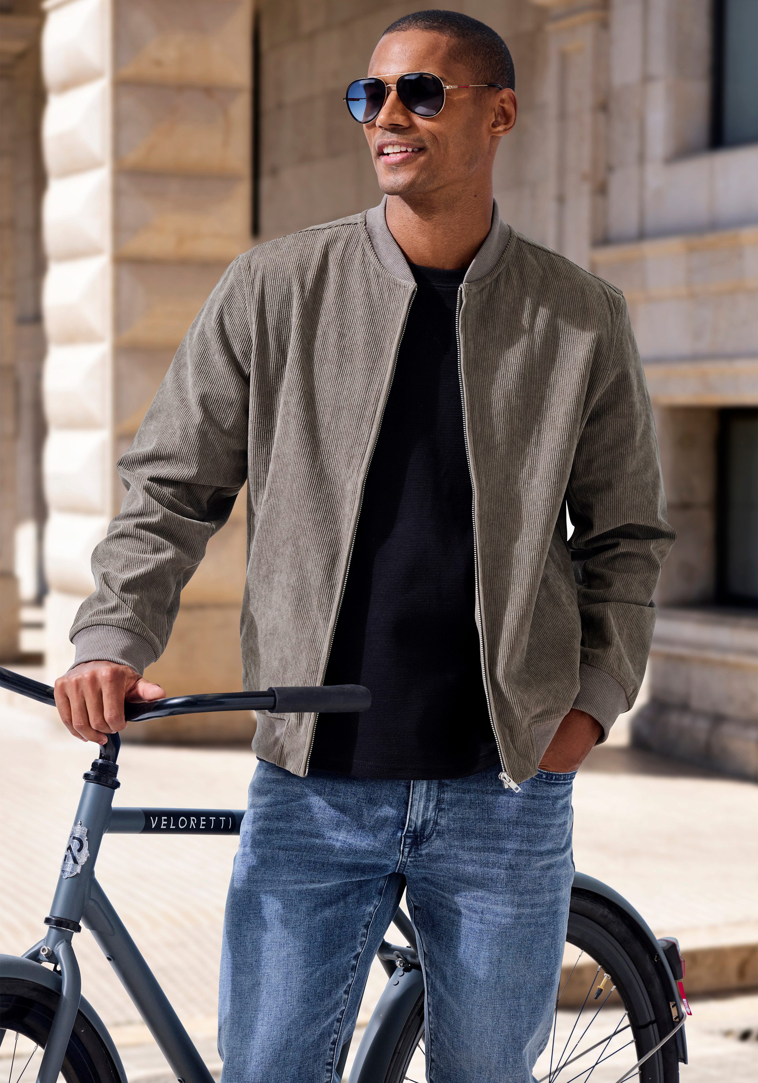 H.I.S Cordjacke - Blouson mit Reißverschluss, Pilotenjacke / Übergangsjacke aus Cord, regular fit