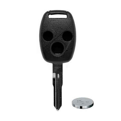 mt-key Auto Schlüssel Ersatz Gehäuse 3 Tasten + 1x Rohling + passende CR1616 Knopfzelle, CR1616 (3 V), für Honda Funk Fernbedienung