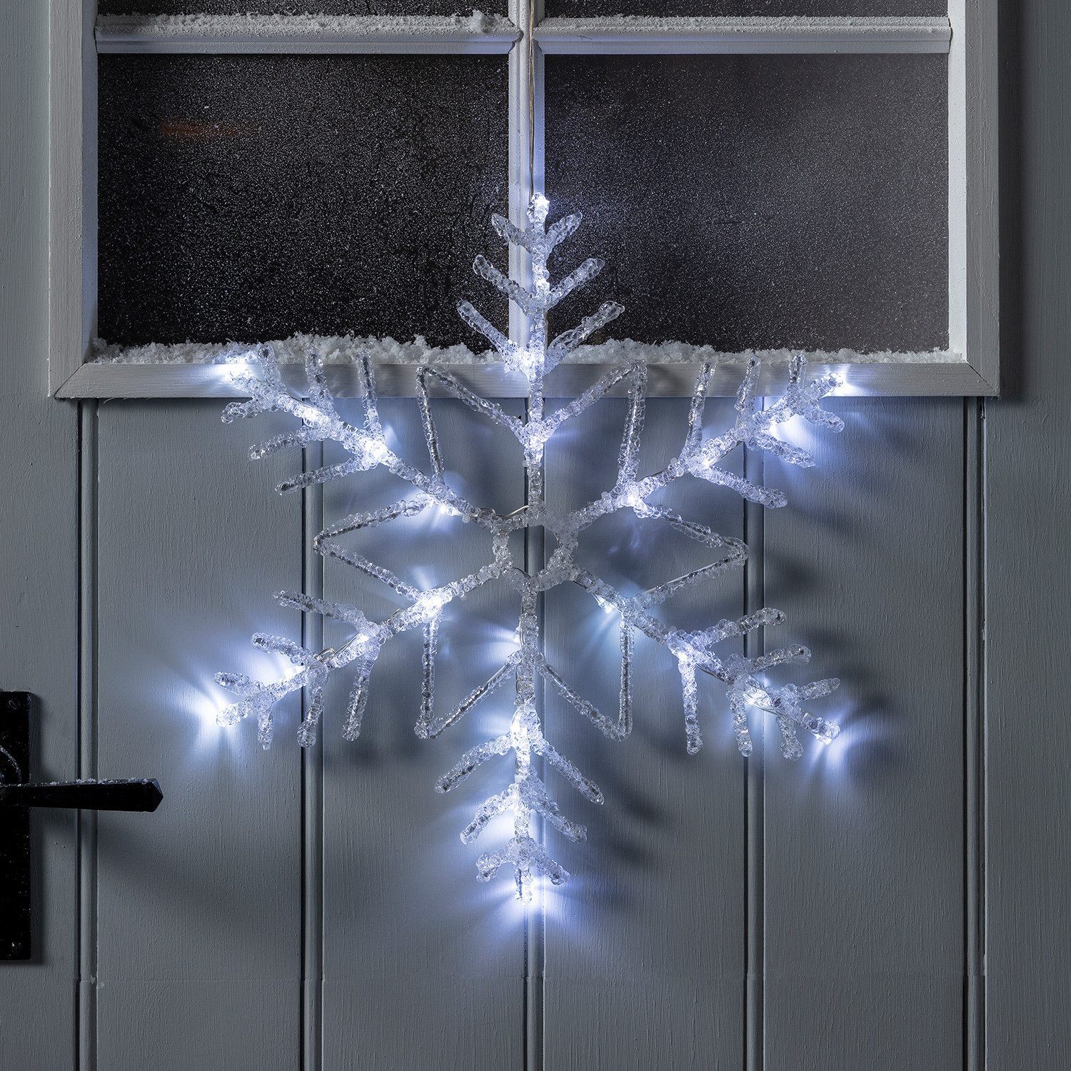 Lights4fun LED Dekolicht 40cm LED Schneeflocke Fensterdeko Weihnachten