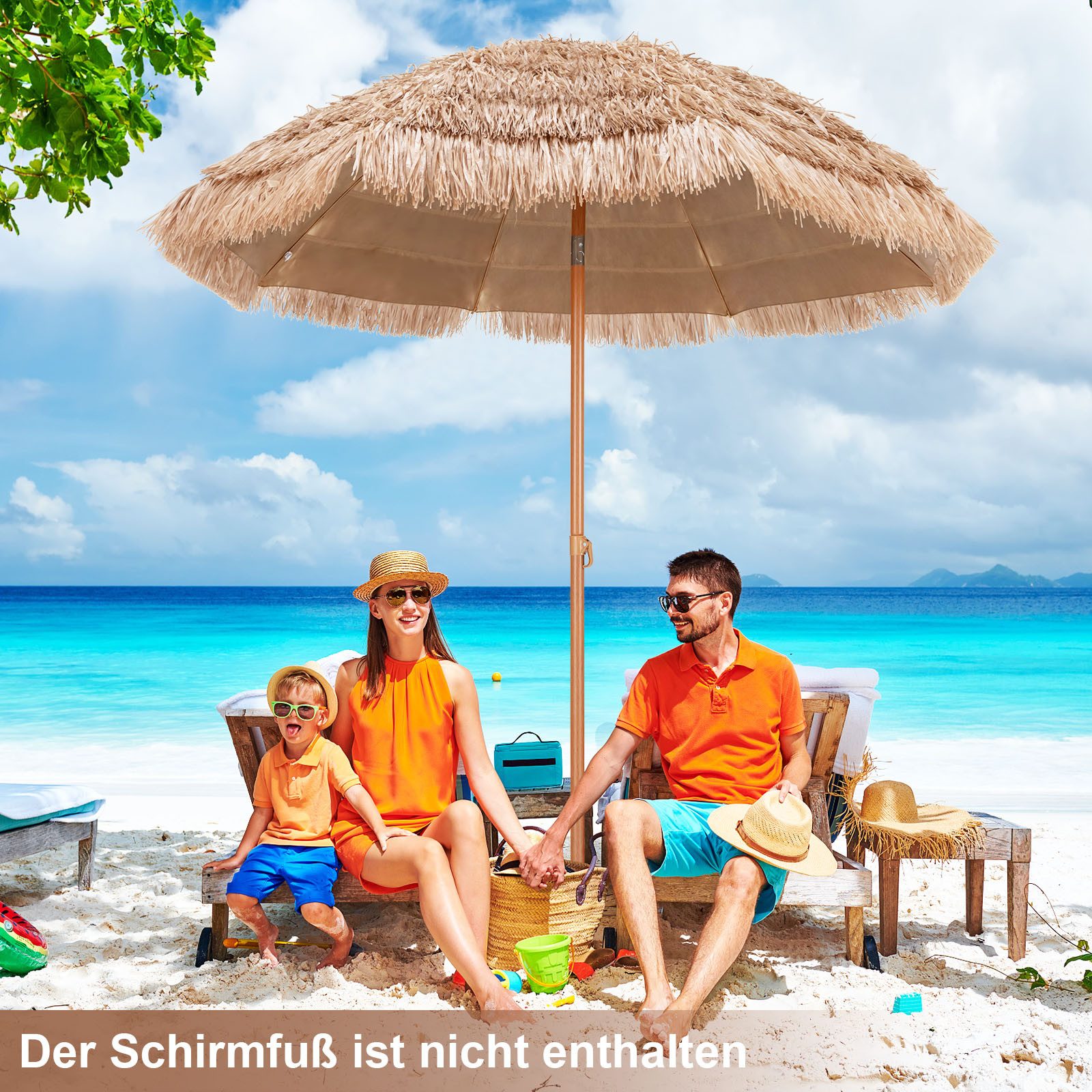 KOMFOTTEU Sonnenschirm, Strandschirm mit 8 Rippen, günstig online kaufen