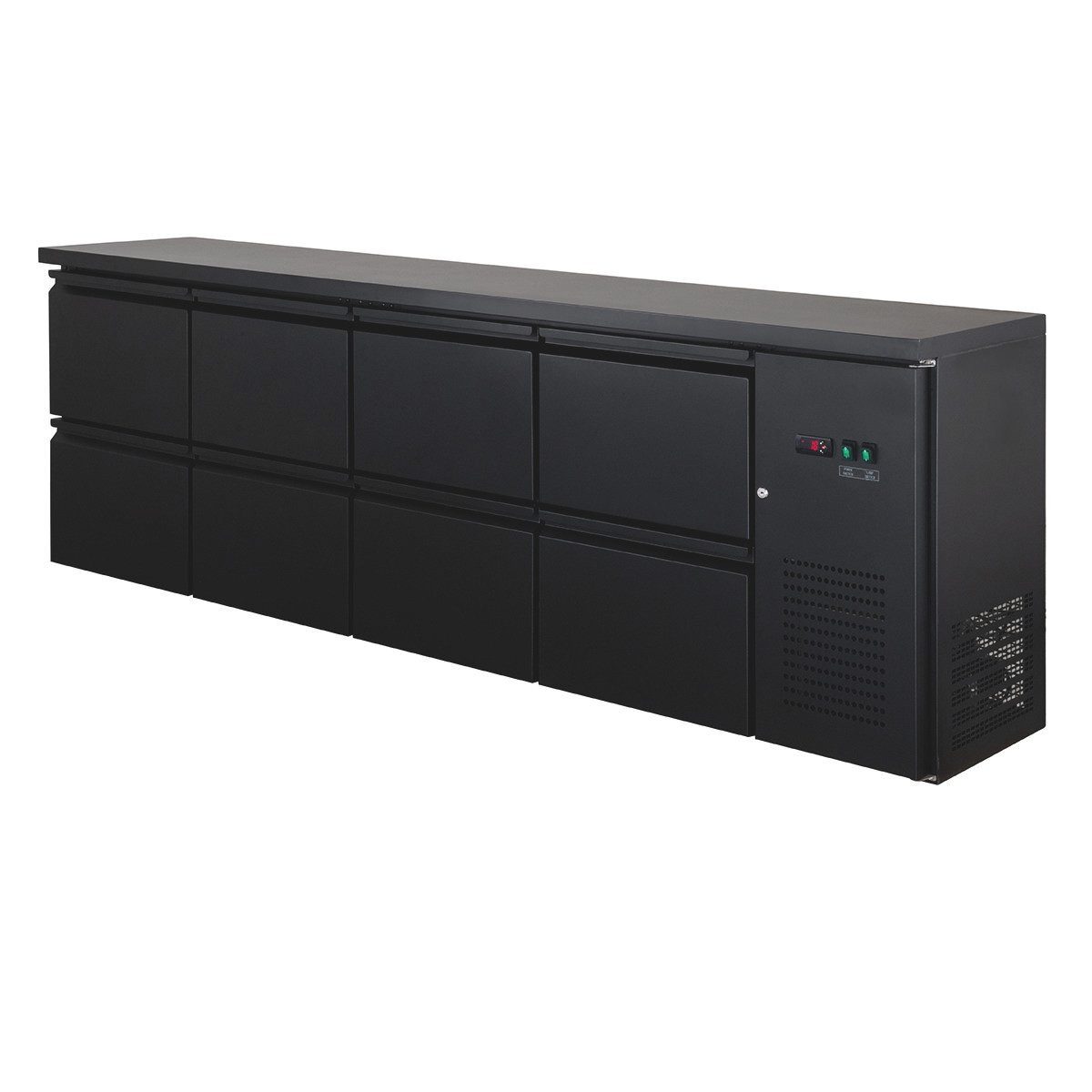 GastroHero Kühlschrank Kühlschrank Barkühltisch mit 8 Schubladen 254x52 cm Getränkekühltisch BKT-ECO0/8, 867 cm hoch, 254.2 cm breit