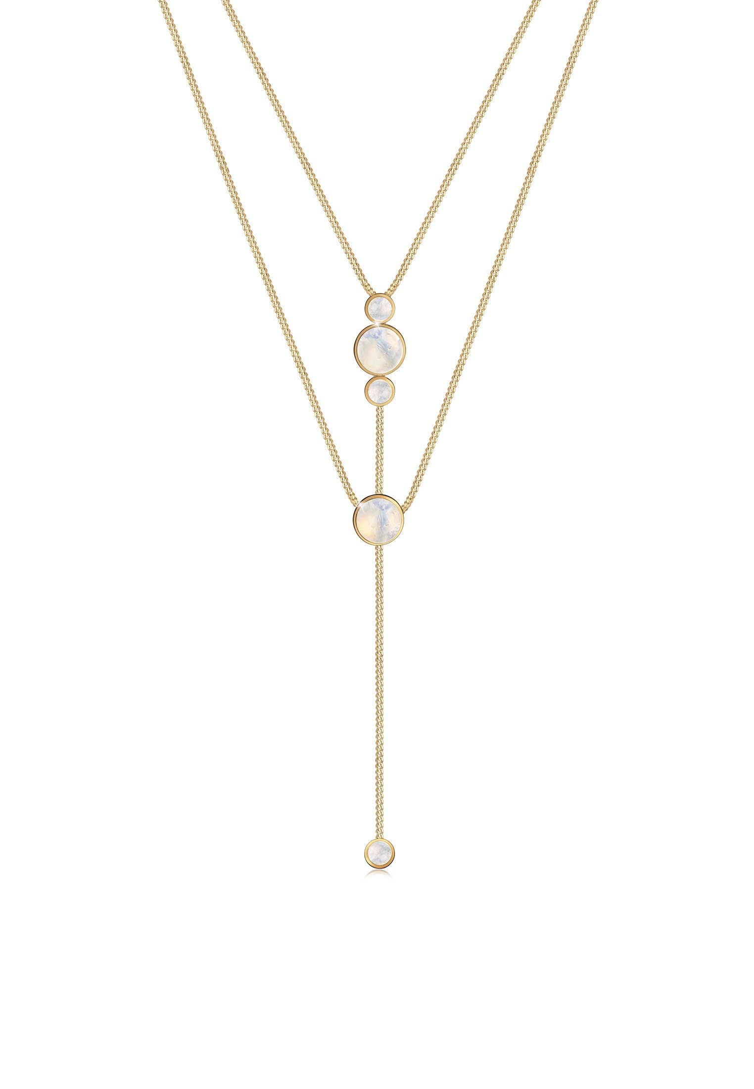 Elli Ketten-Set Y-Kette Boho Layer Mondstein Weiß 925 Sterling Silber vergo günstig online kaufen