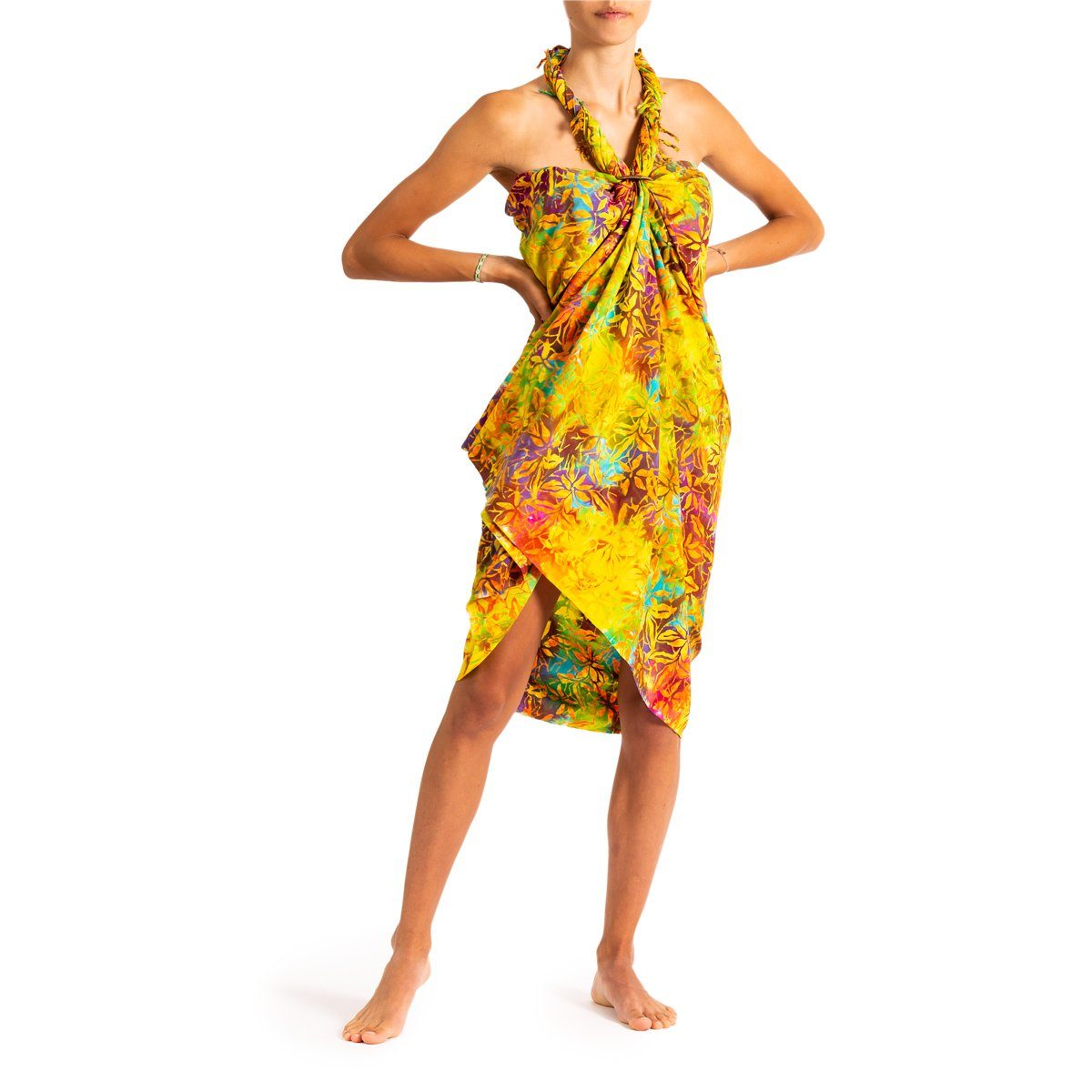 PANASIAM Pareo Sarong Wachsbatik Bunttöne aus hochwertiger Viskose Strandtuch, Strandkleid Bikini Cover-up Tuch für den Strand Schultertuch Halstuch B706 pacific