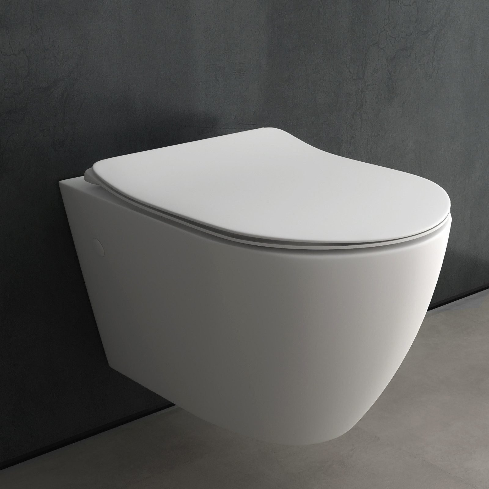 Tiefspül-WC Hänge WC Spülrandlos mit Toilettendeckel D Form - Kloschüssel mit Nano