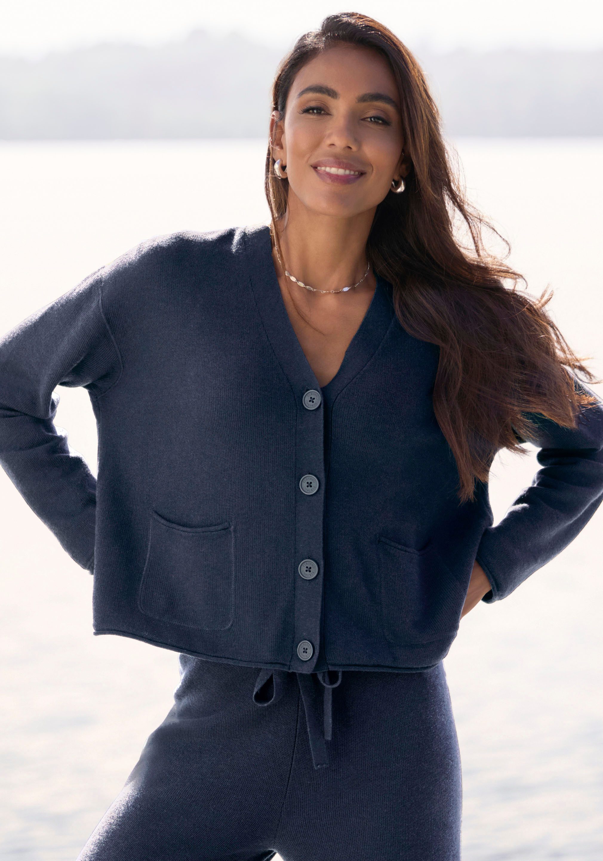 Elbsand Strickjacke aus hochwertigem Feinstrick, Loungewear