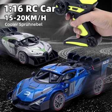 Esun RC-Auto Ferngesteuertes Auto ab 3 4 5 6 8 Jahre, RC Drift Car 1:16 (Komplettset), RC Auto Kinder mit Sprühnebel-LED-Leuchten