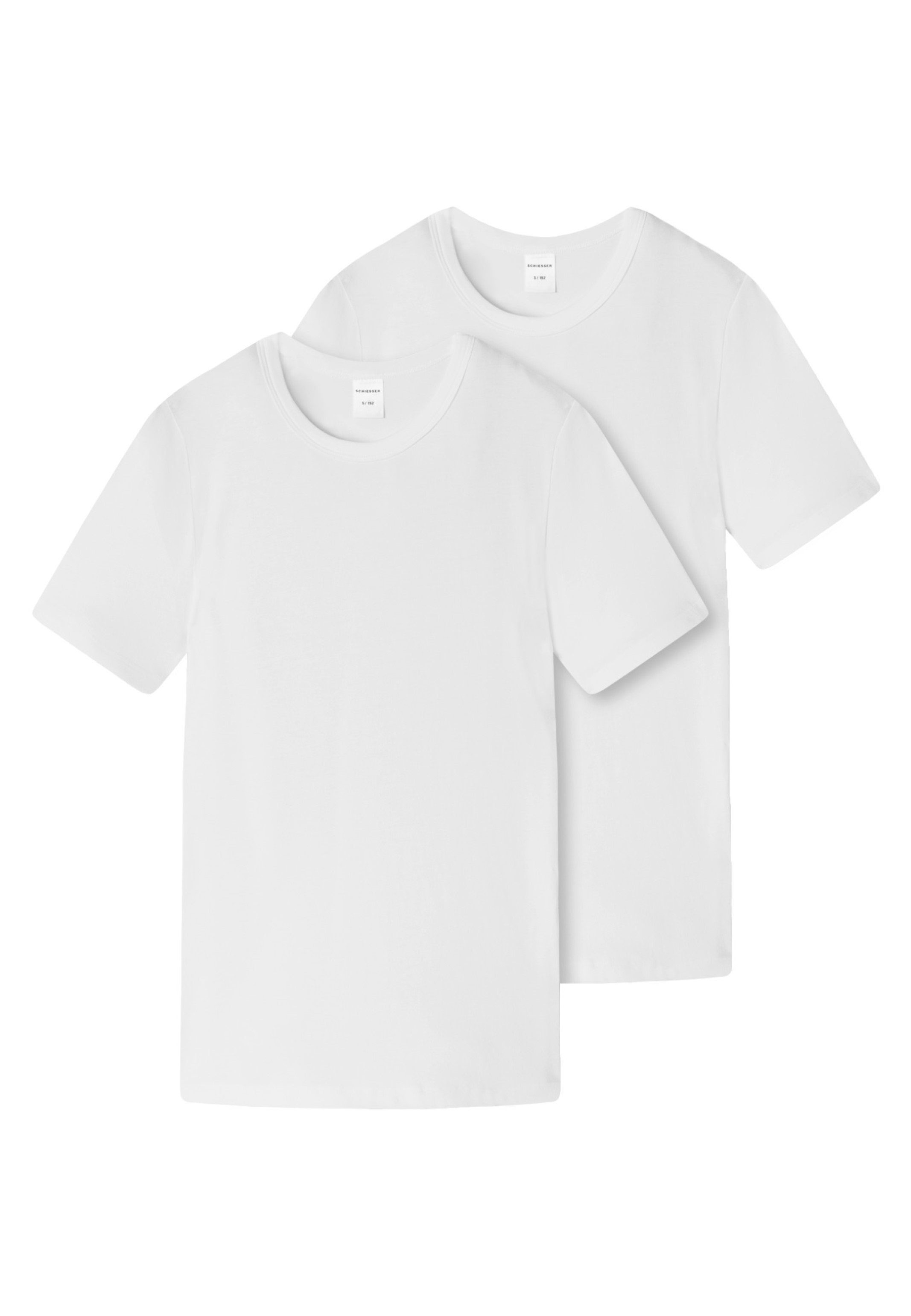 Cotton Boys Baumwolle 95/5 - Kurzarm Schiesser Mit 2er rundem 2-St) Unterhemd / Pack Unterhemd - Teens (Spar-Set, Shirt Organic Halsausschnitt
