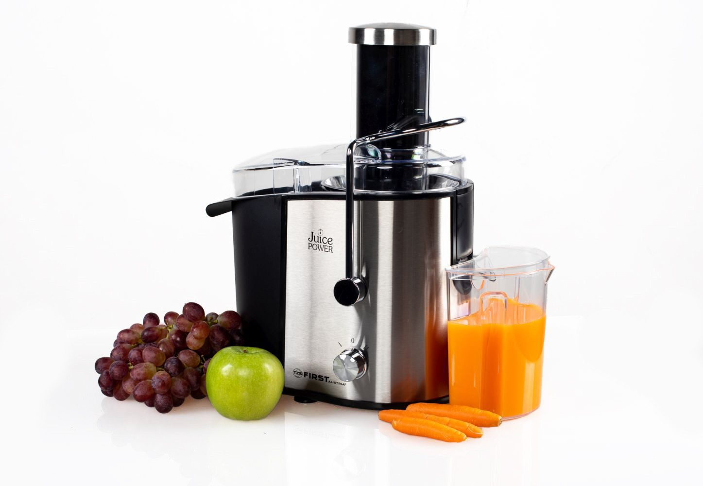 TZS FIRST AUSTRIA Entsafter Elektrische Saftpresse, mit 2 Geschwindigkeitsstufen & Drehschalter, 800 W, Edelstahl, Juicer, 800 W, Gemüse & Obst Entsafter