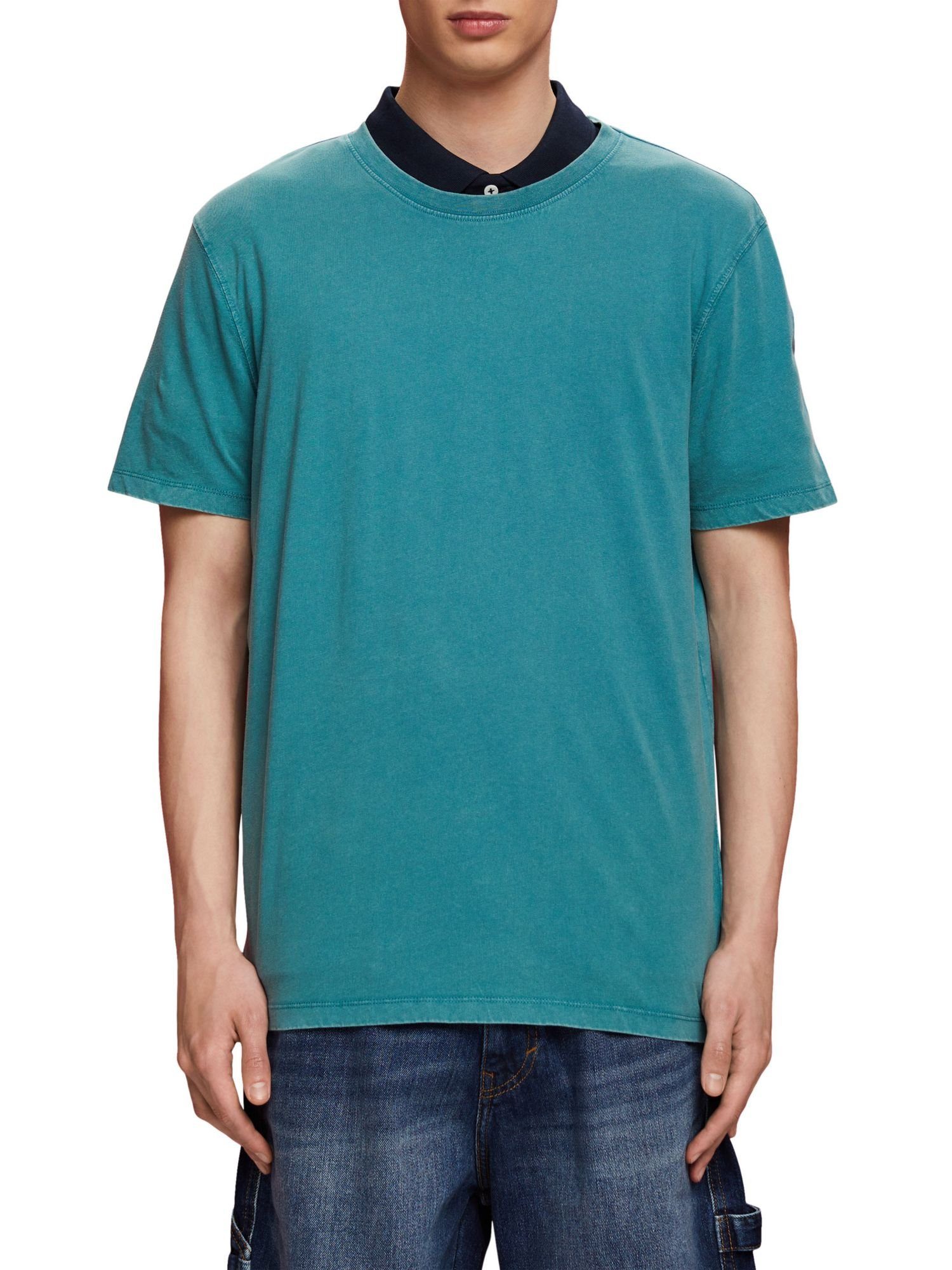 (1-tlg) BLUE Jersey-T-Shirt, Baumwolle T-Shirt TEAL 100% Esprit