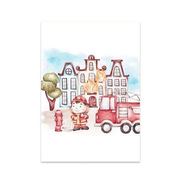 WANDKIND Poster Kinderzimmer Poster 3er Set Premium P767 / Feuerwehrmann Lukas, Wandposter in verschiedenen Größen