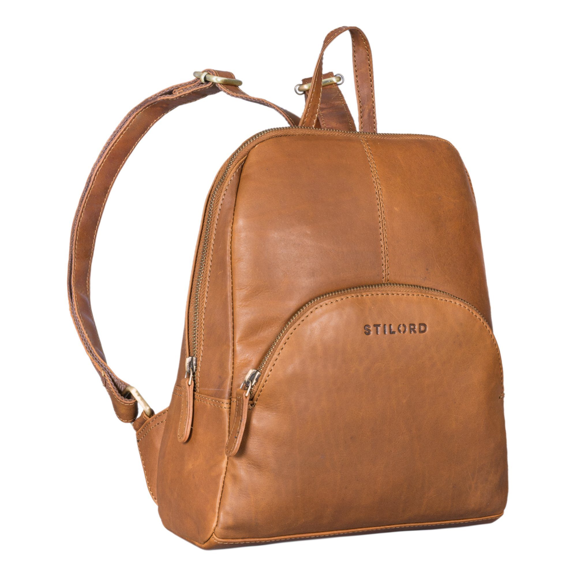 Cityrucksack Rucksack STILORD braun Eleganter Damen - Klein "Josephine" cognac Handtaschen