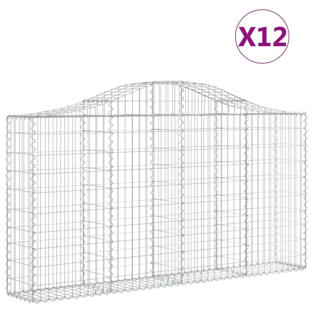Thumbnail - vidaXL Seitenmarkise Gabionen mit Hochbogen 12Stk 200x30x100120cm Verzinktes Eisen Sichtsch