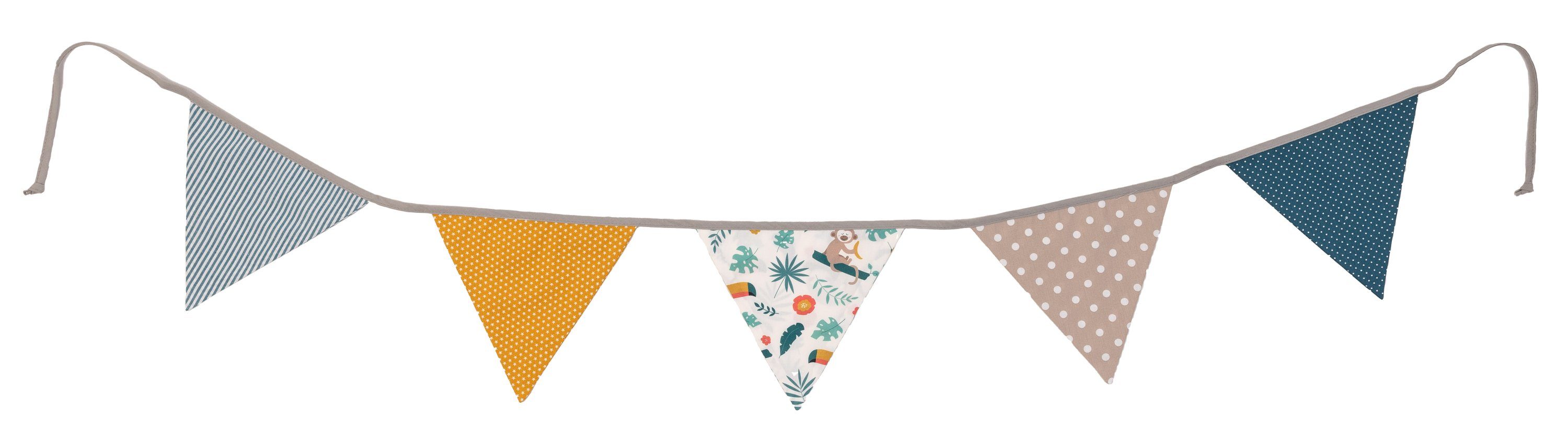 ULLENBOOM ® Wimpelkette Wimpelkette für Kinder 190 cm aus 100% Baumwolle, Deko-Girlande aus Stoff für das Kinderzimmer (Made in EU)