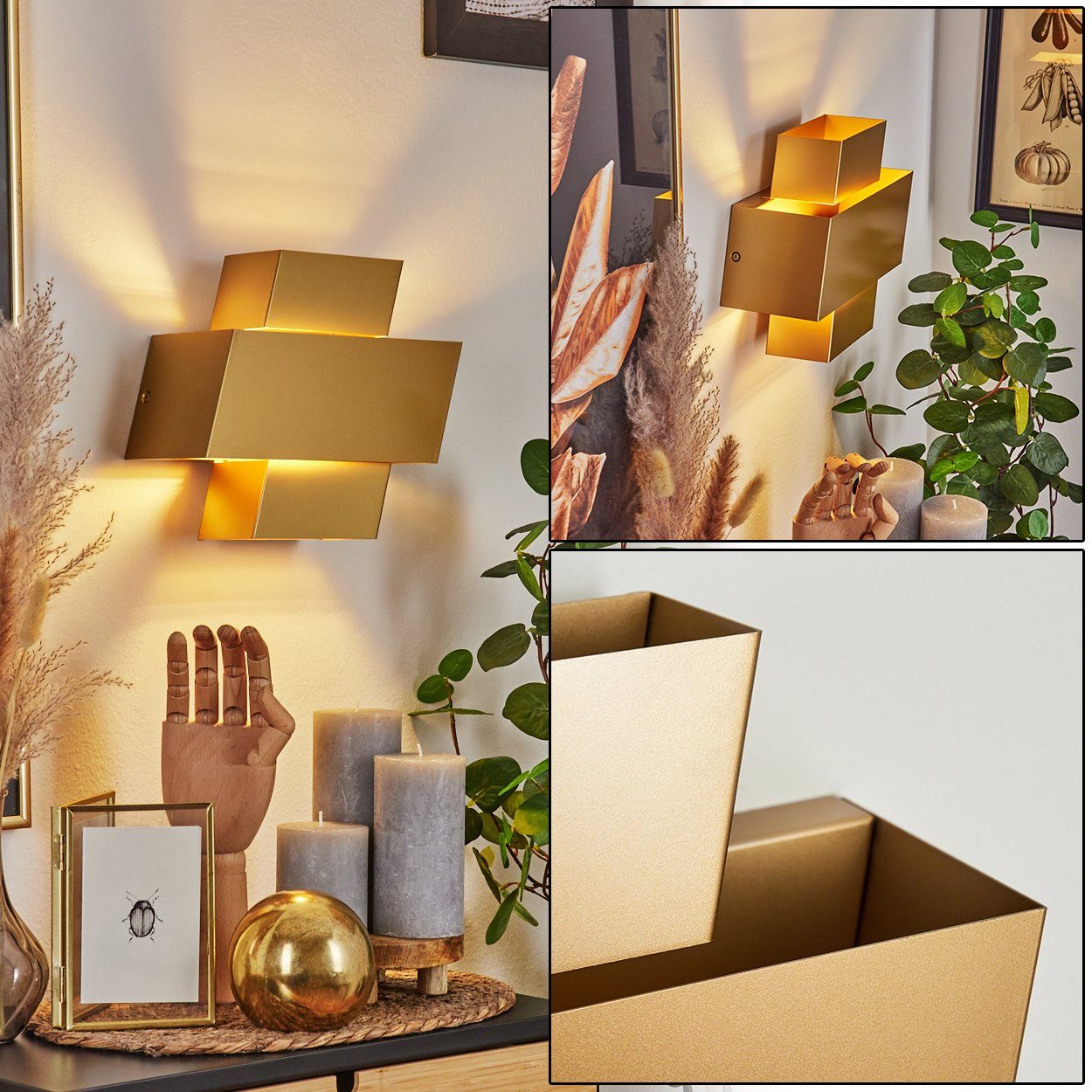 hofstein Wandleuchte »Treviglio« moderne Wandlampe aus Metall in Goldfarben, ohne Leuchtmittel