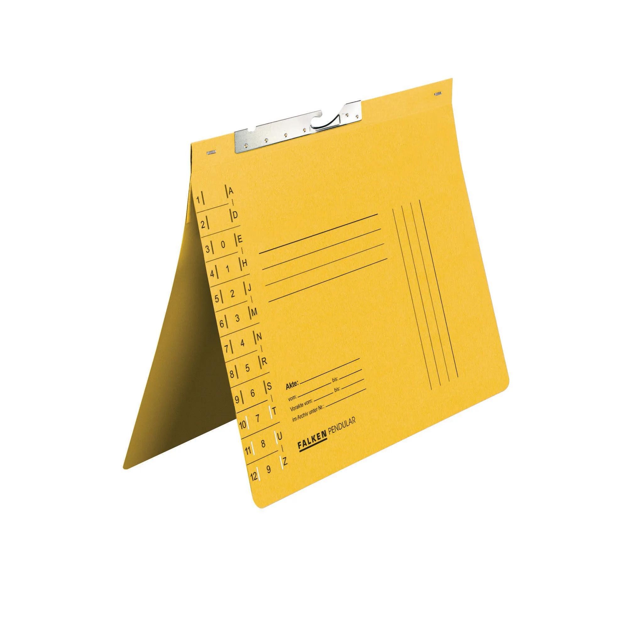 Falken Organisationsmappe 50x Pendelhefter, A4, Behörde, Schlitzstanzung, Gelb, 15033676F, Schnellhefter Ösenhefter Einhakhefter