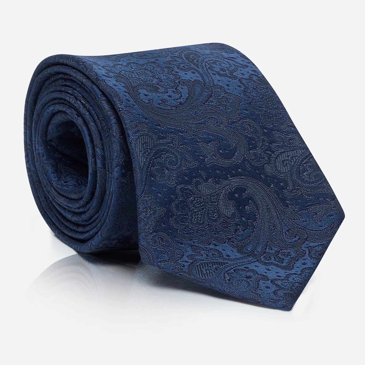 Krawatte LAPO - navyblaue Seidenkrawatte mit Paisley-Muster für Herren - 6,5 cm