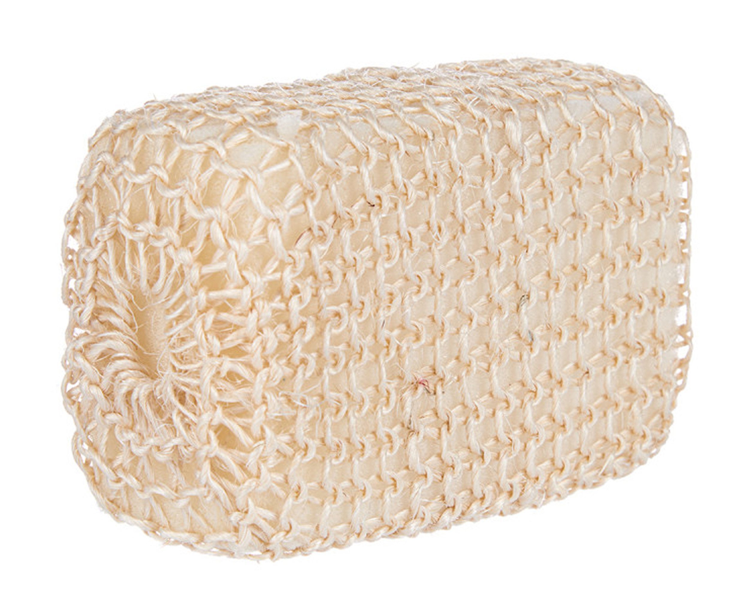 Berilo Duschschwamm BADESCHWAMM aus Sisal 9×14×5,5cm Weiß-Beige Naturschwamm 63, Duschschwamm Körperschwamm Massage Körper Schwamm