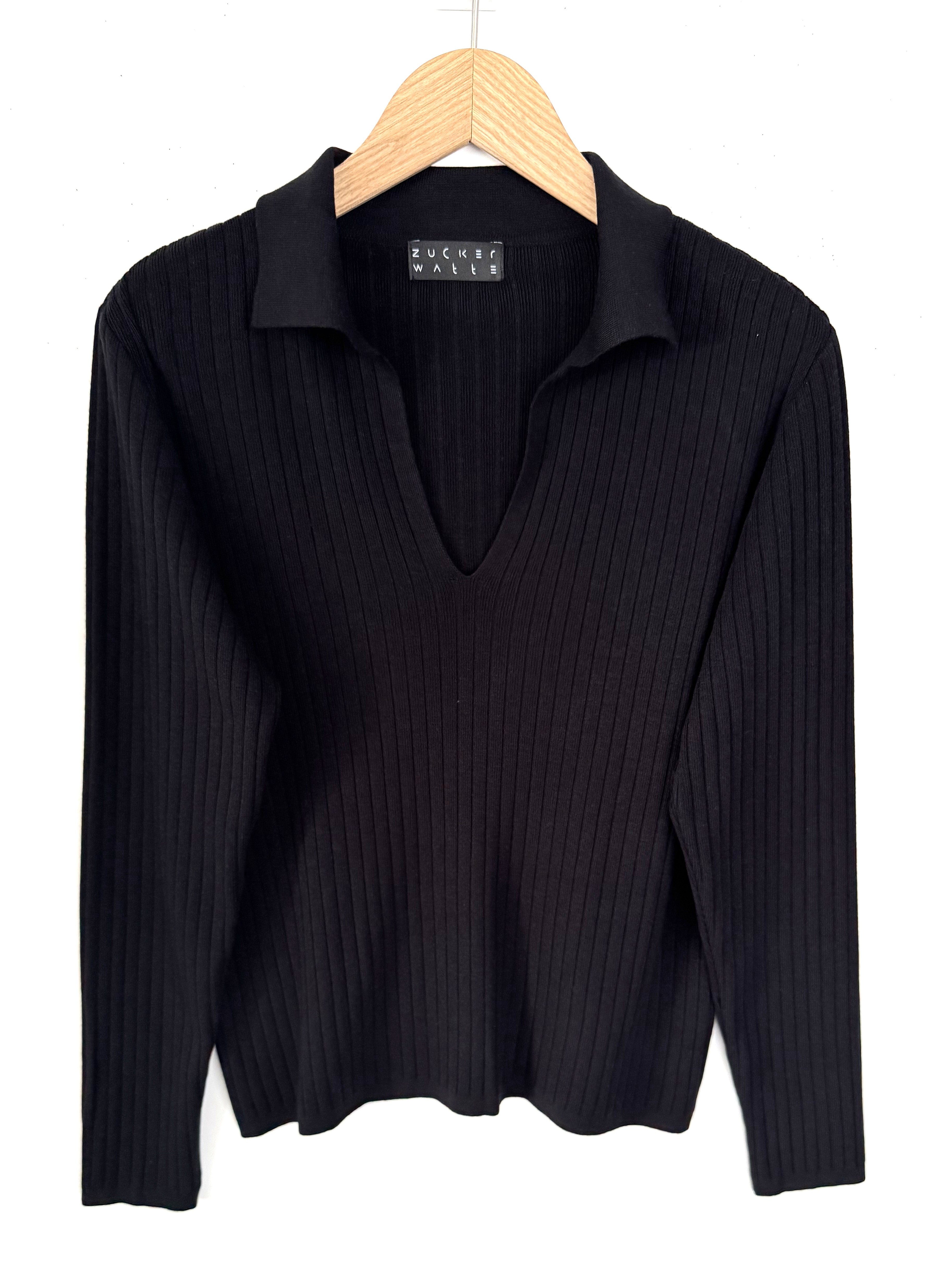 Zuckerwatte V-Ausschnitt-Pullover Rippstrickoptik aus Viskose mit günstig online kaufen