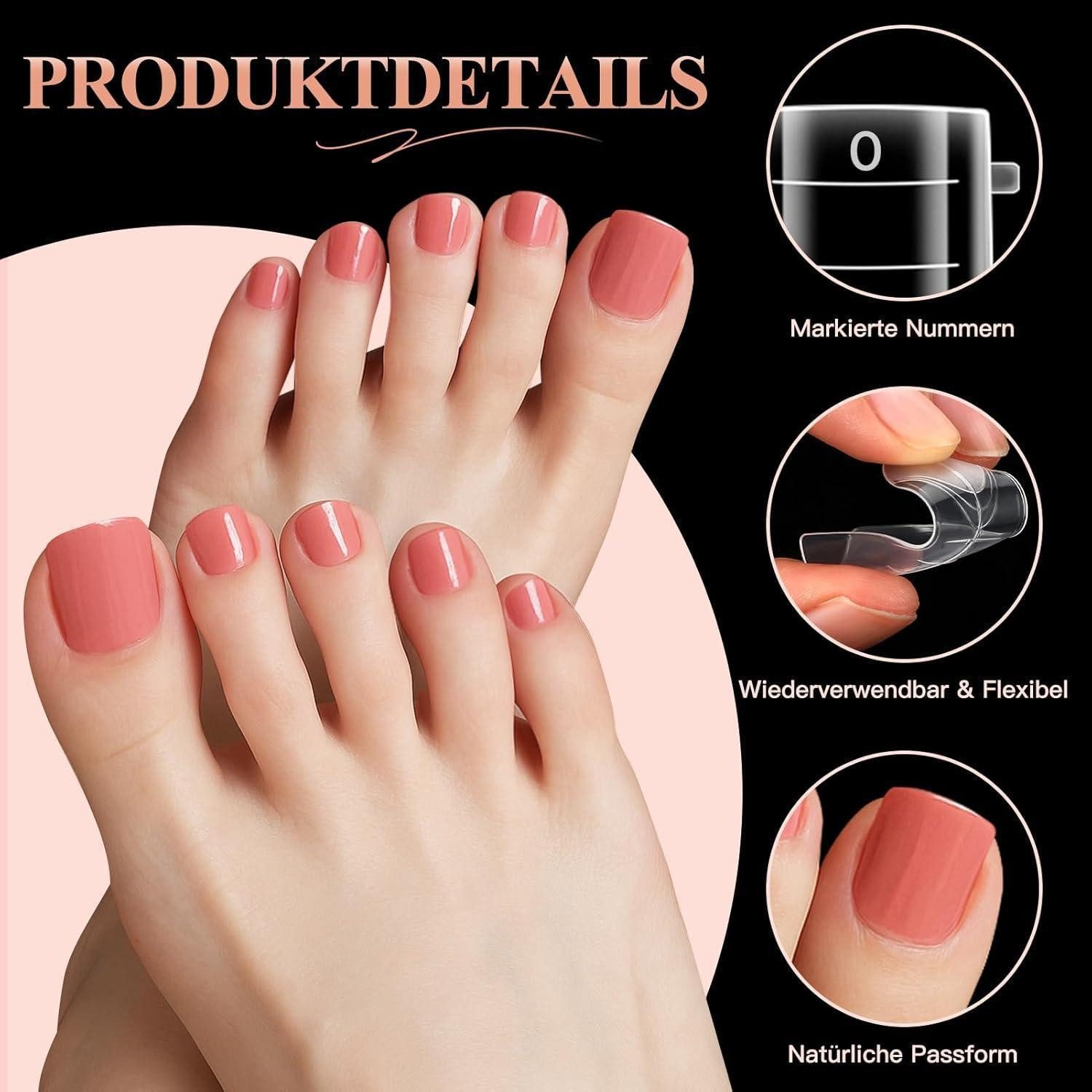 LuxusKollektion Nageldesign Zubehör Nagelspitze Dual Form Polygel 120 Stück mit Skalenlinien für Fußnägel – Bild 3 von 5