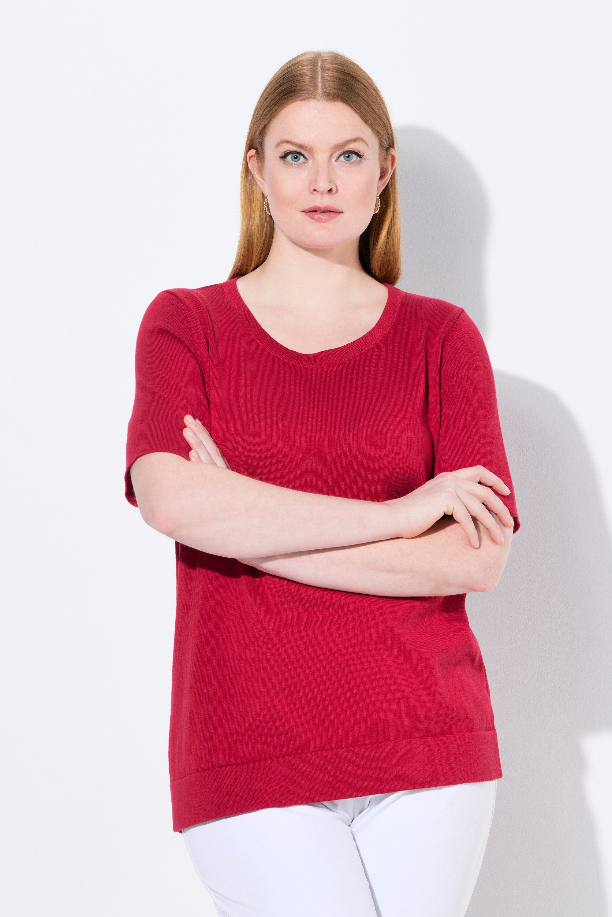 Ulla Popken Strickpullover Twinset-Pullover Rundhals Halbarm günstig online kaufen