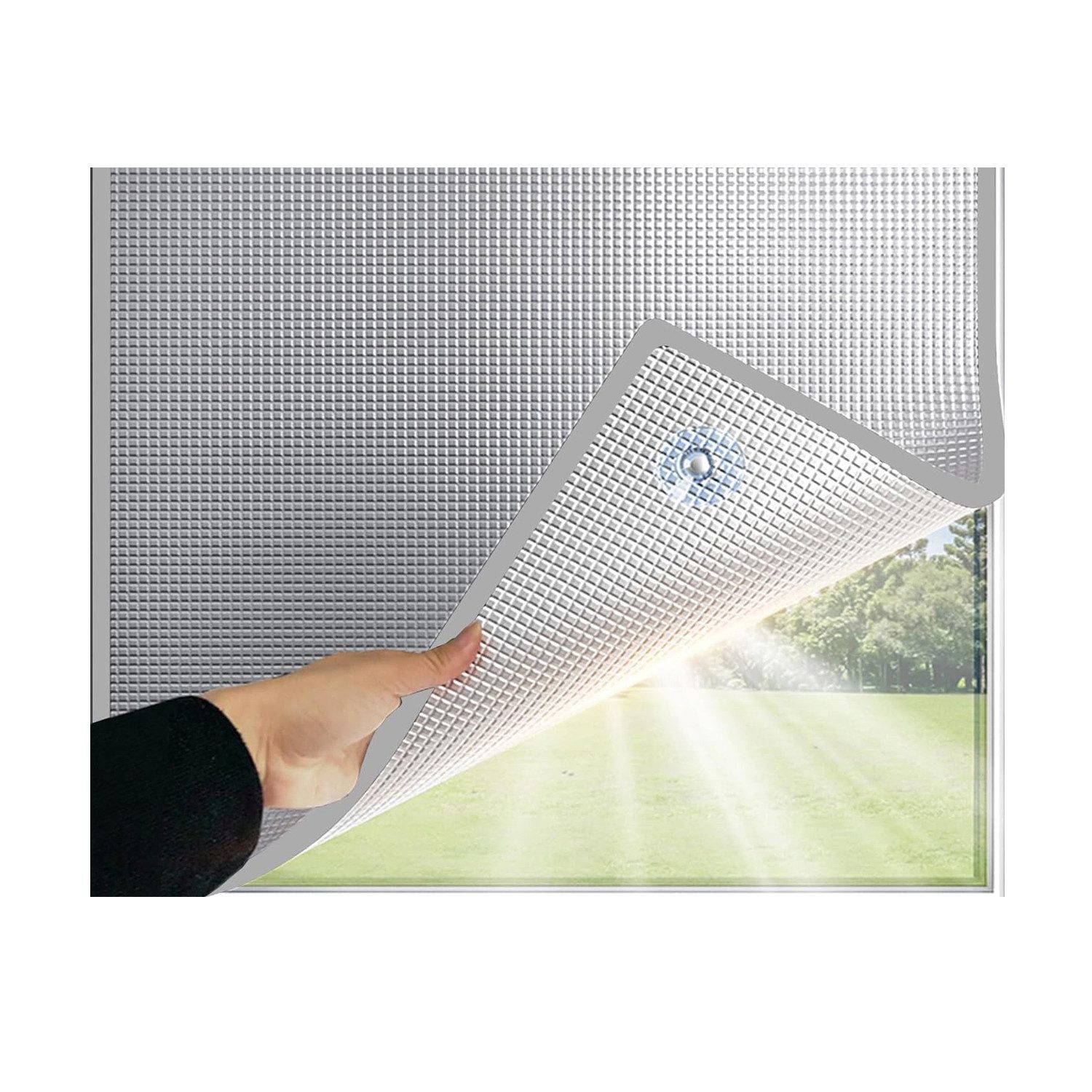 Agger Sonnenschutz-Fensterfolie Sichtschutz für Fenster – UV- und Wärmeisolierung, reflektierende Aluminiumfolie mit Saugnapf für Zuhause, Büro, Garage
