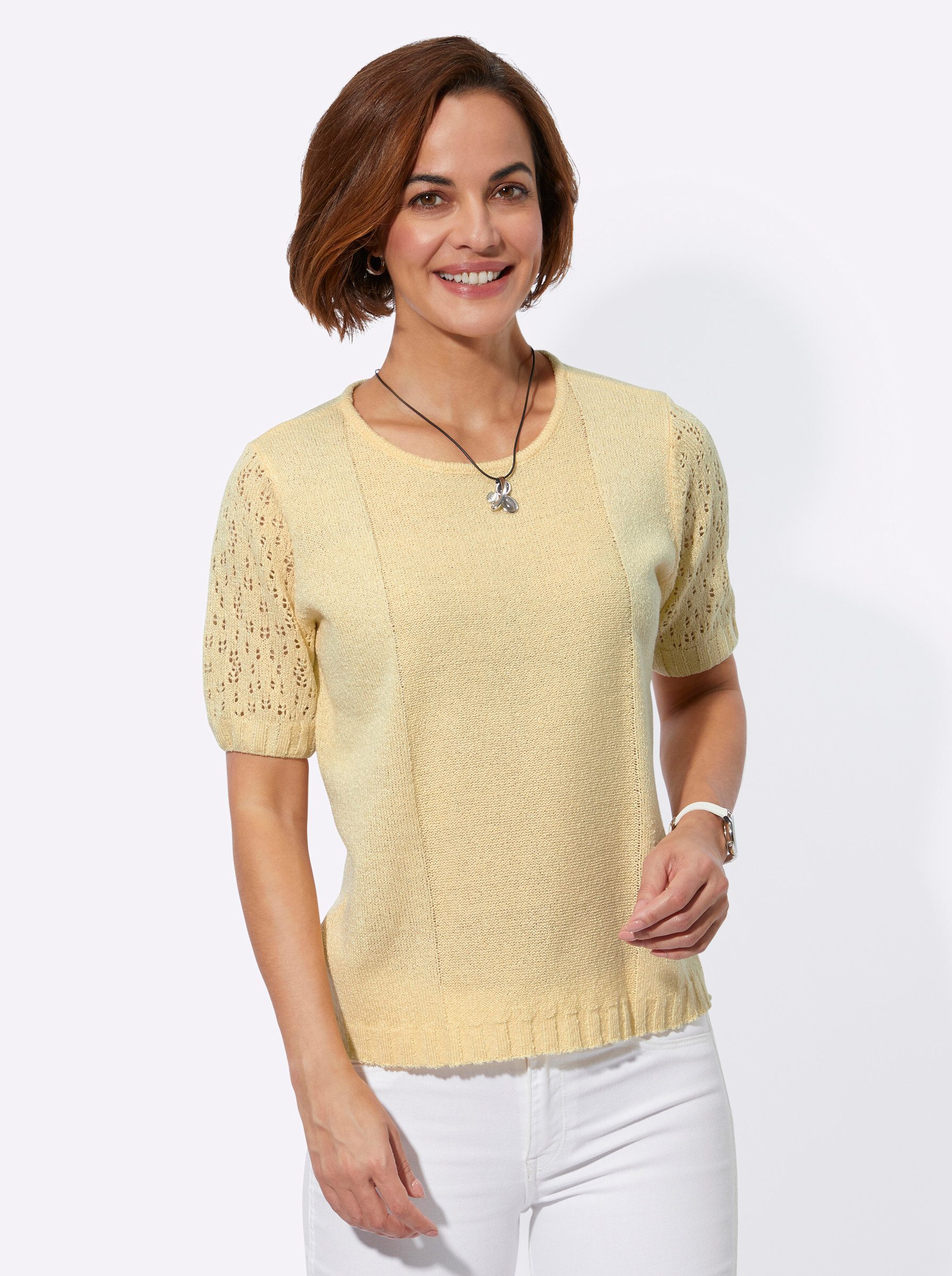 Witt Strickpullover Pullover Kurzarm Bouclé günstig online kaufen