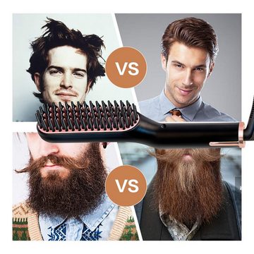 HYTIREBY Bartbürste Haarglätter Bartglätter für Männer, Einstellbare Temperaturen, Haarglätterbürste Elektrischer Haarbürste für lange und kurzen Haar