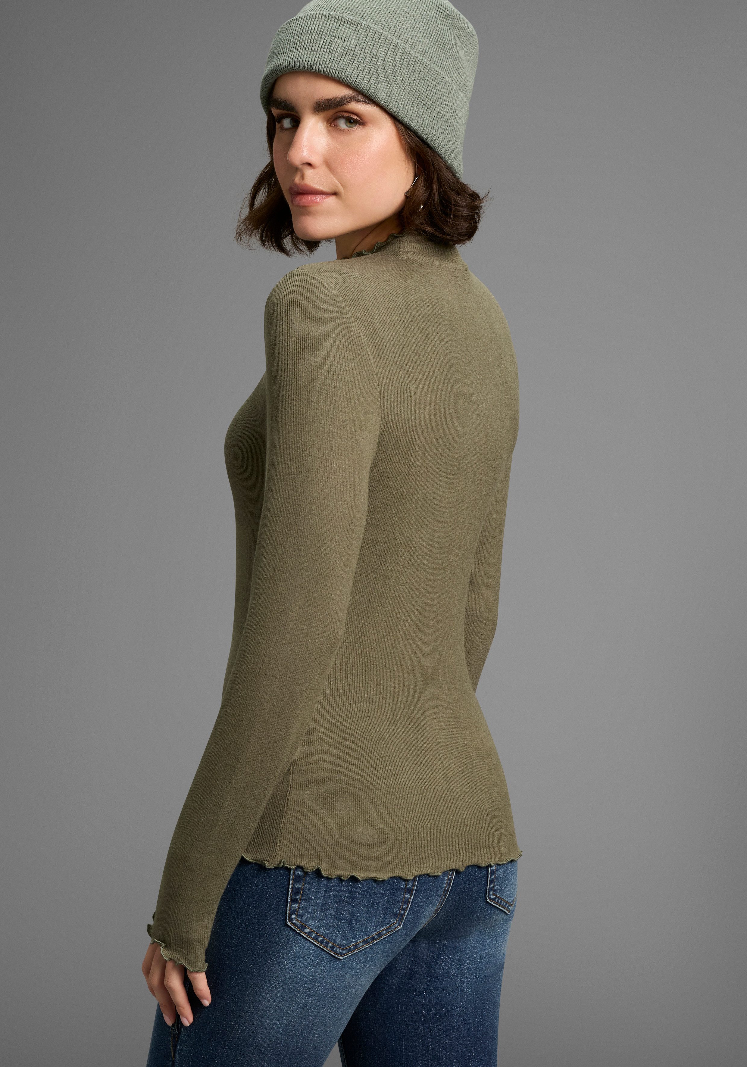 Laura Scott Longsleeve (Packung, 2-tlg) gerippt mit Rüschen