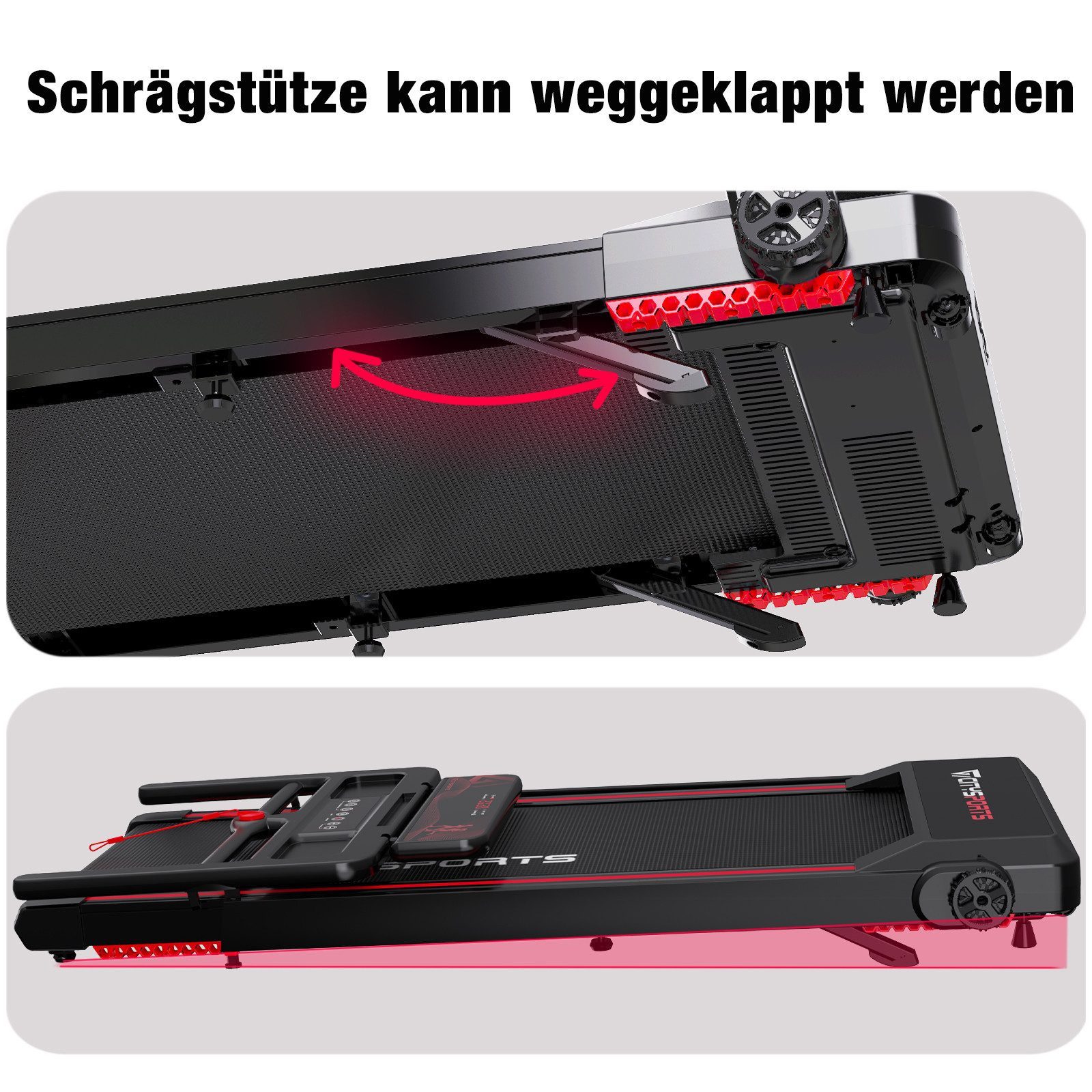 CITYSPORTS Laufband Heim-Laufband mit Steigung (Mit Toolkit, Schmiermittel), Klappbares Laufband bis 12 km/h mit APP walking jogging pad