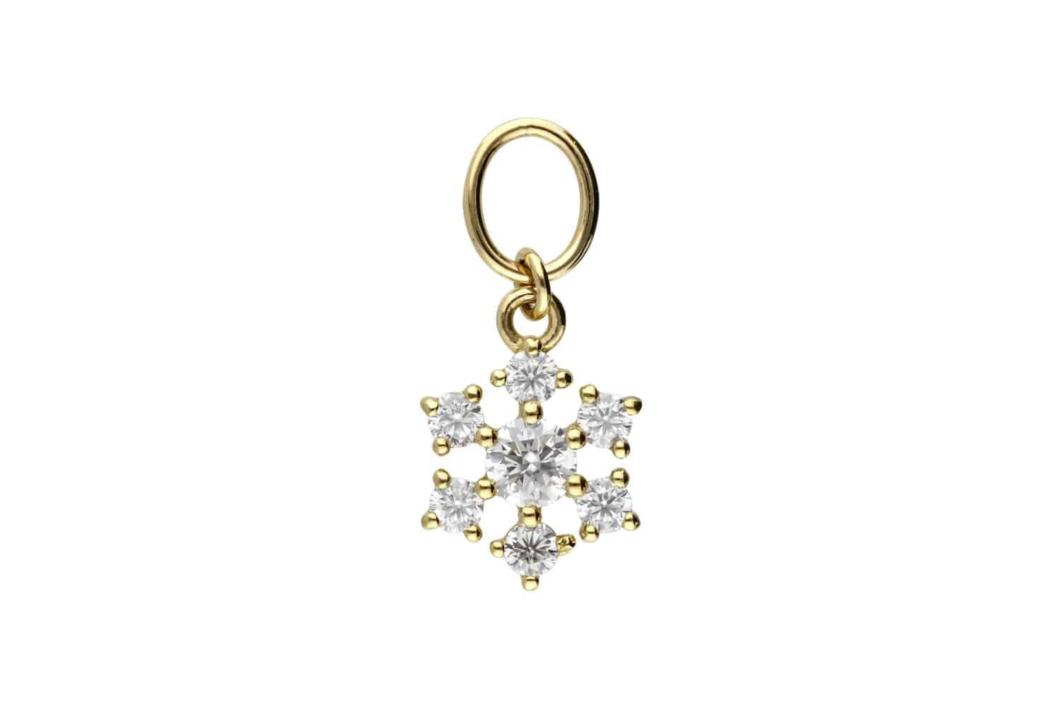 Piercing-Set 18 Karat Gold Anhänger für Clicker MOISSANIT-SCHNEEFLOCKE