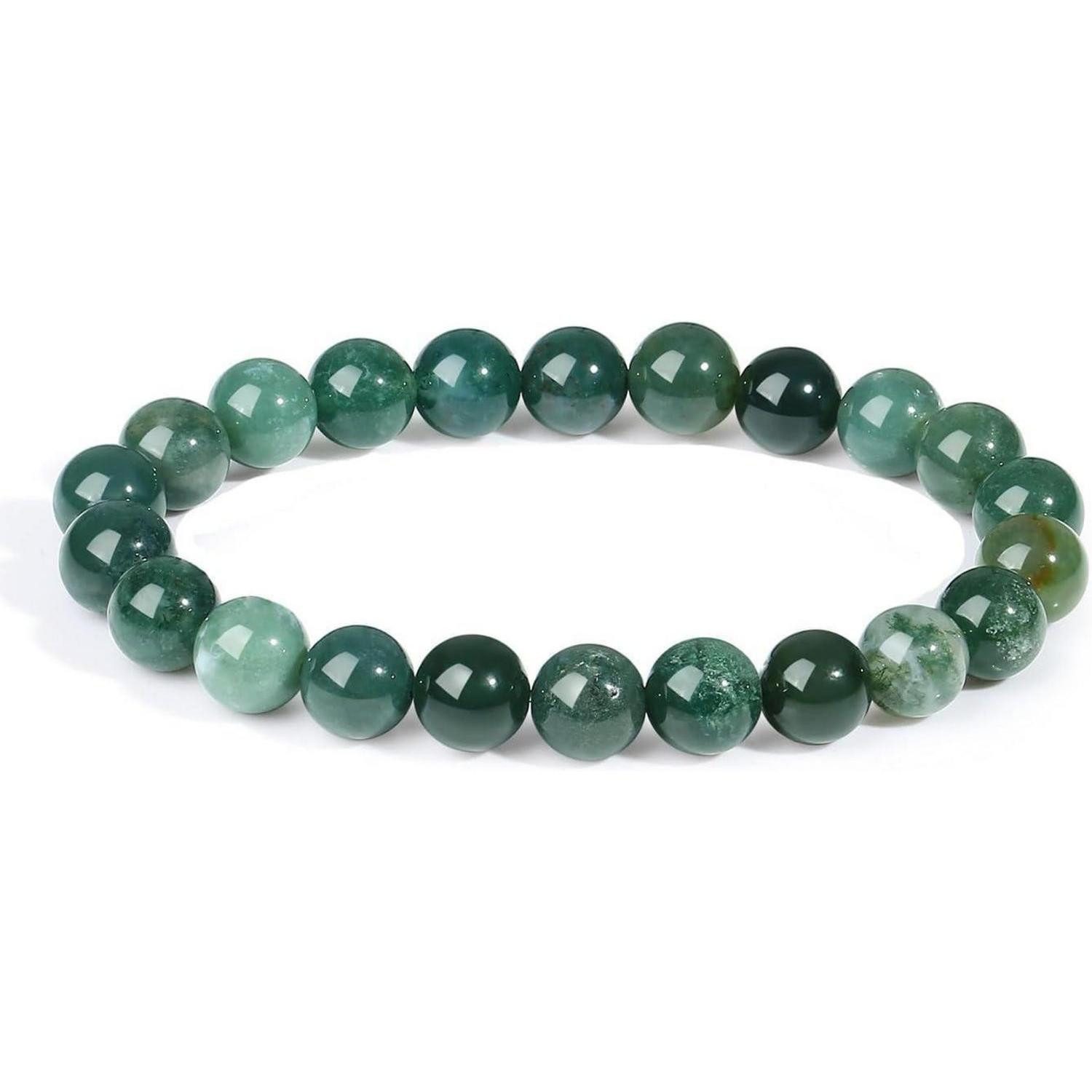 Perlenarmband Armband Moosachat Naturstein elastisch 8mm