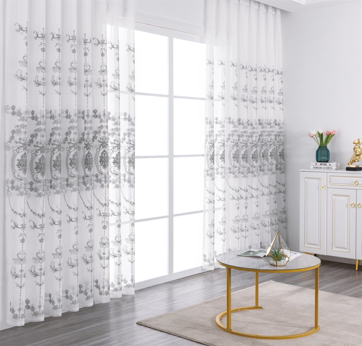 BYSURE Vorhang Blumen Stickerei Vorhänge (2 St), Ösen, transparent, Voile, günstig online kaufen