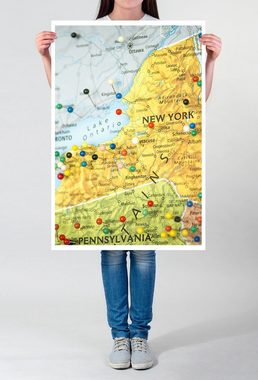 Sinus Art Poster Künstlerische Fotografie  Landkarte von New York USA 60x90cm Poster