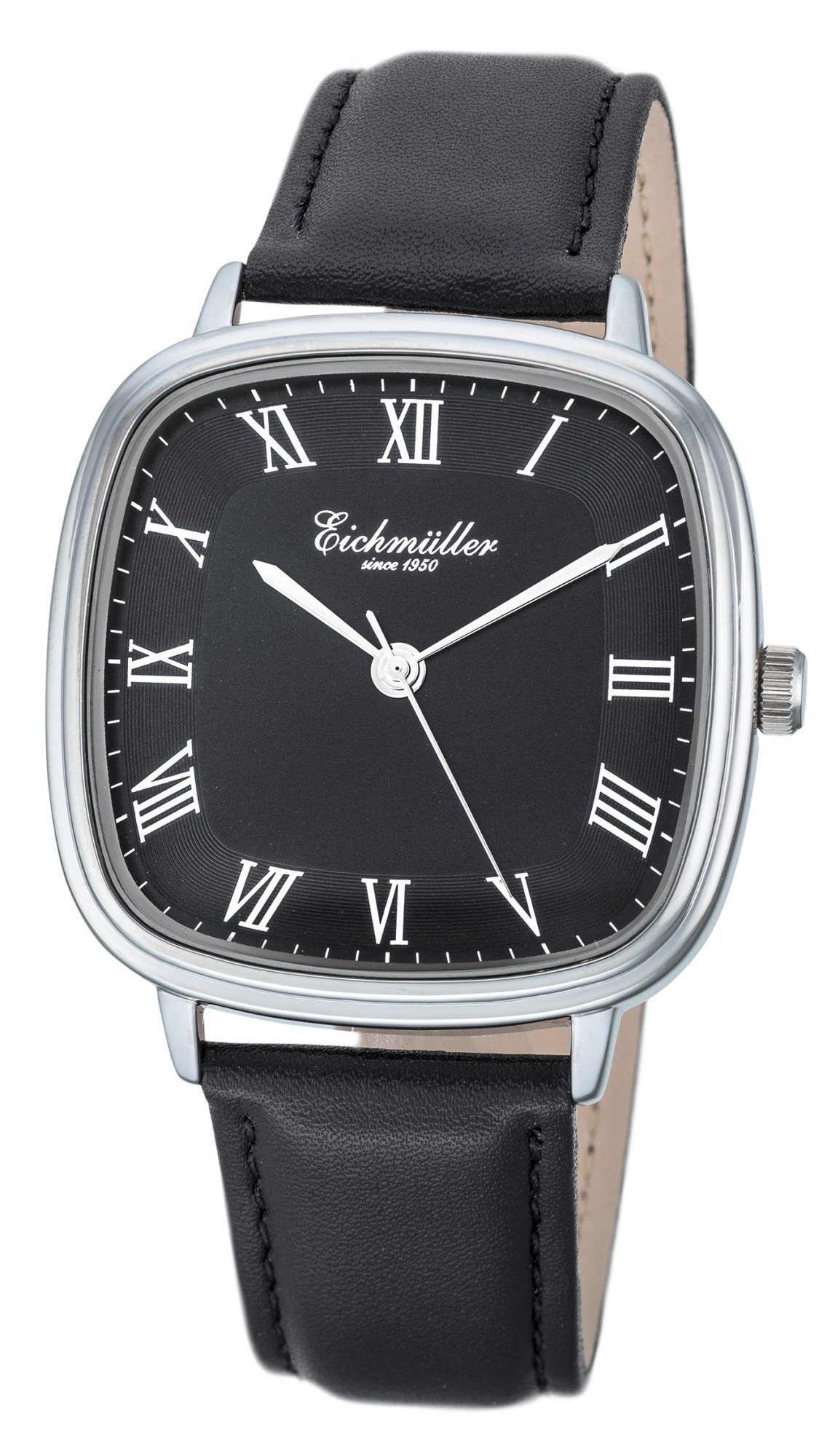 Eichmüller Quarzuhr Herrenuhr RE1145 Kunstlederband Schwarz 39 mm