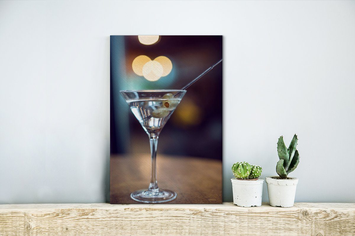 bespannt Pub, einer 20x30 im Zackenaufhänger, Gemälde, Leinwandbild OneMillionCanvasses® St), Bar Leinwandbild Martini inkl. (1 fertig Cocktail auf cm