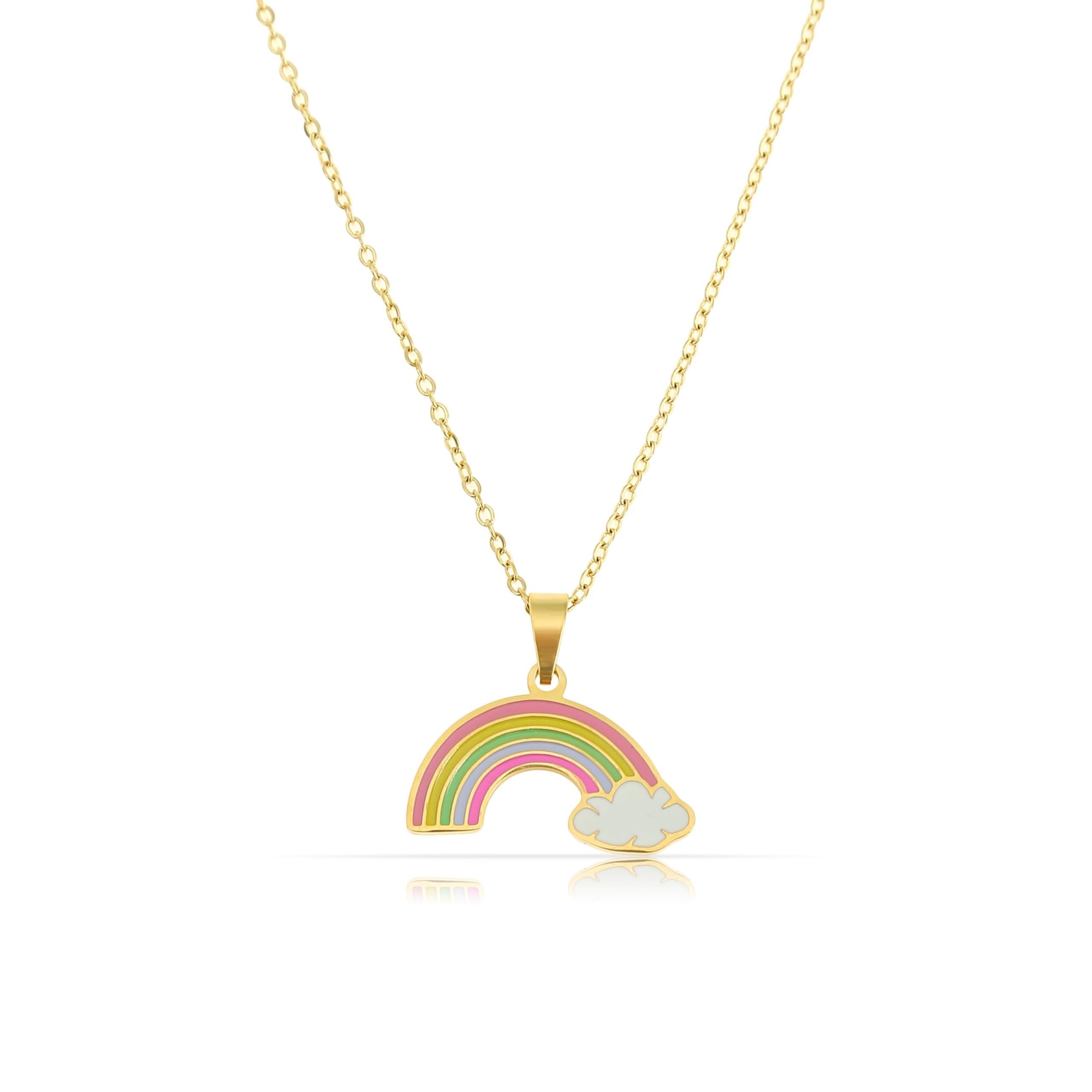 Made by Nami Kette mit Anhänger Halskette mit Anhänger Einhorn oder Regenbogen, Geschenke für Mädchen - Freundschaftskette