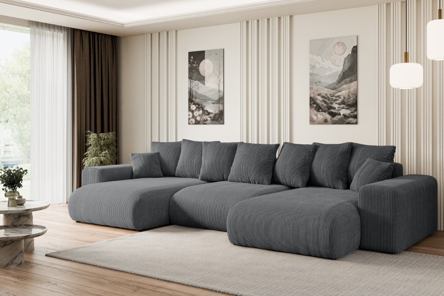 ALTDECOR Wohnlandschaft ESKAR-U, Couch mit Schlaffunktion, Wohnzimmer - Wohnlandschaft, Corner Sofa Bett Eckcouch Couch L-Form Schlafcouch Ausziehbar