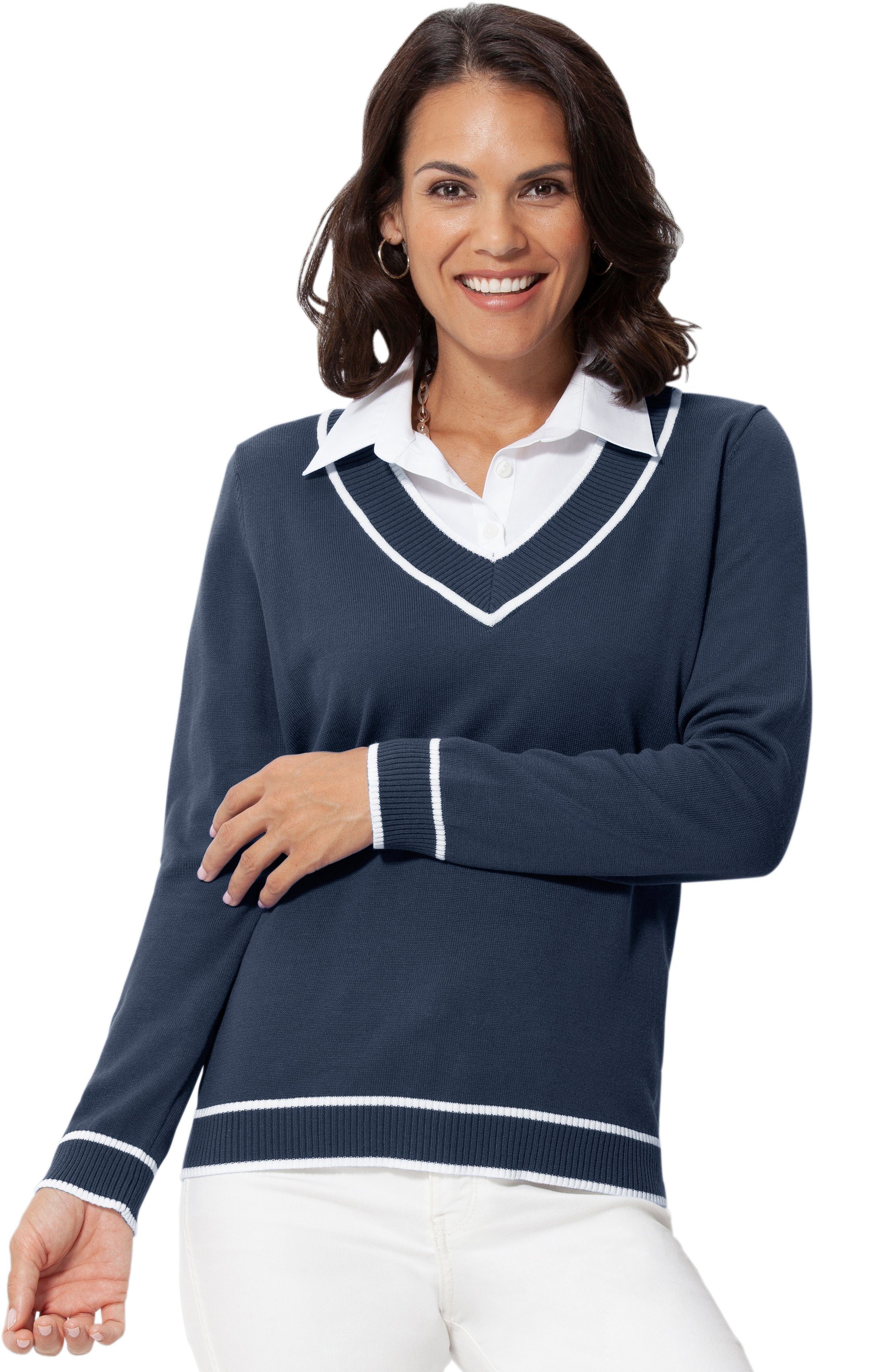 pullover mit wei�er bluse