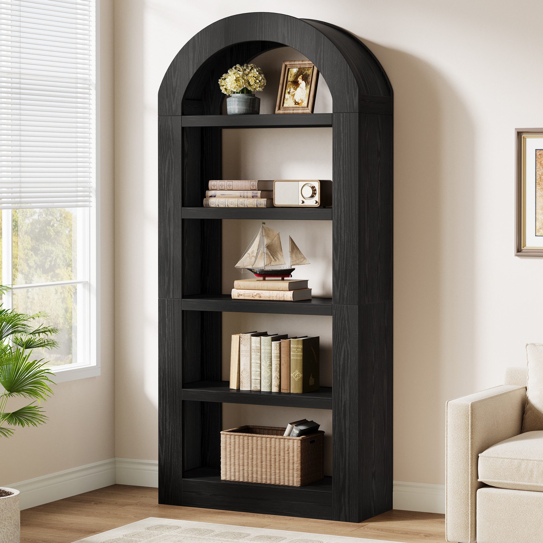 Tribesigns Bücherregal 180 cm Standregal, Regal mit 5 Ebenen, Lagerregal für Wohnzimmer
