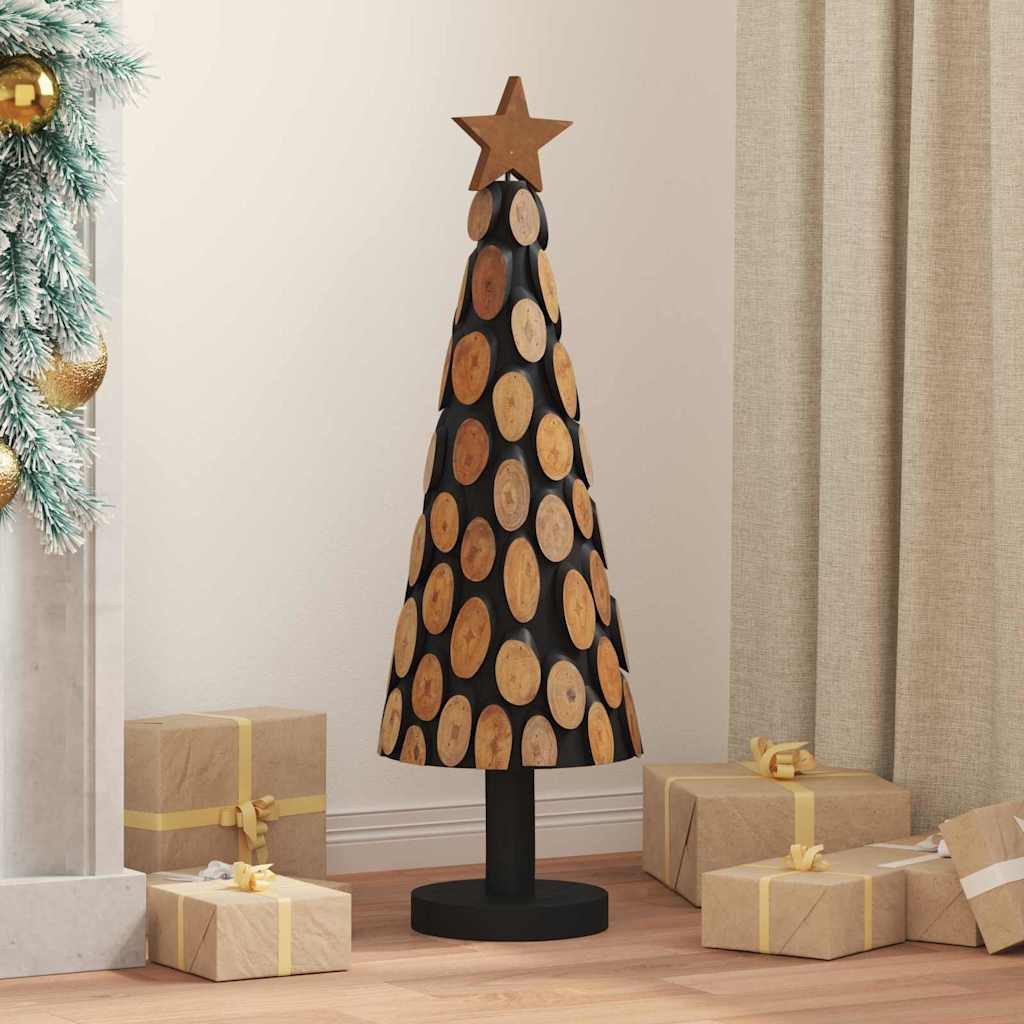 vidaXL Künstlicher Weihnachtsbaum Weihnachtsbaum mit Ständer Braun 90 cm Massivholz