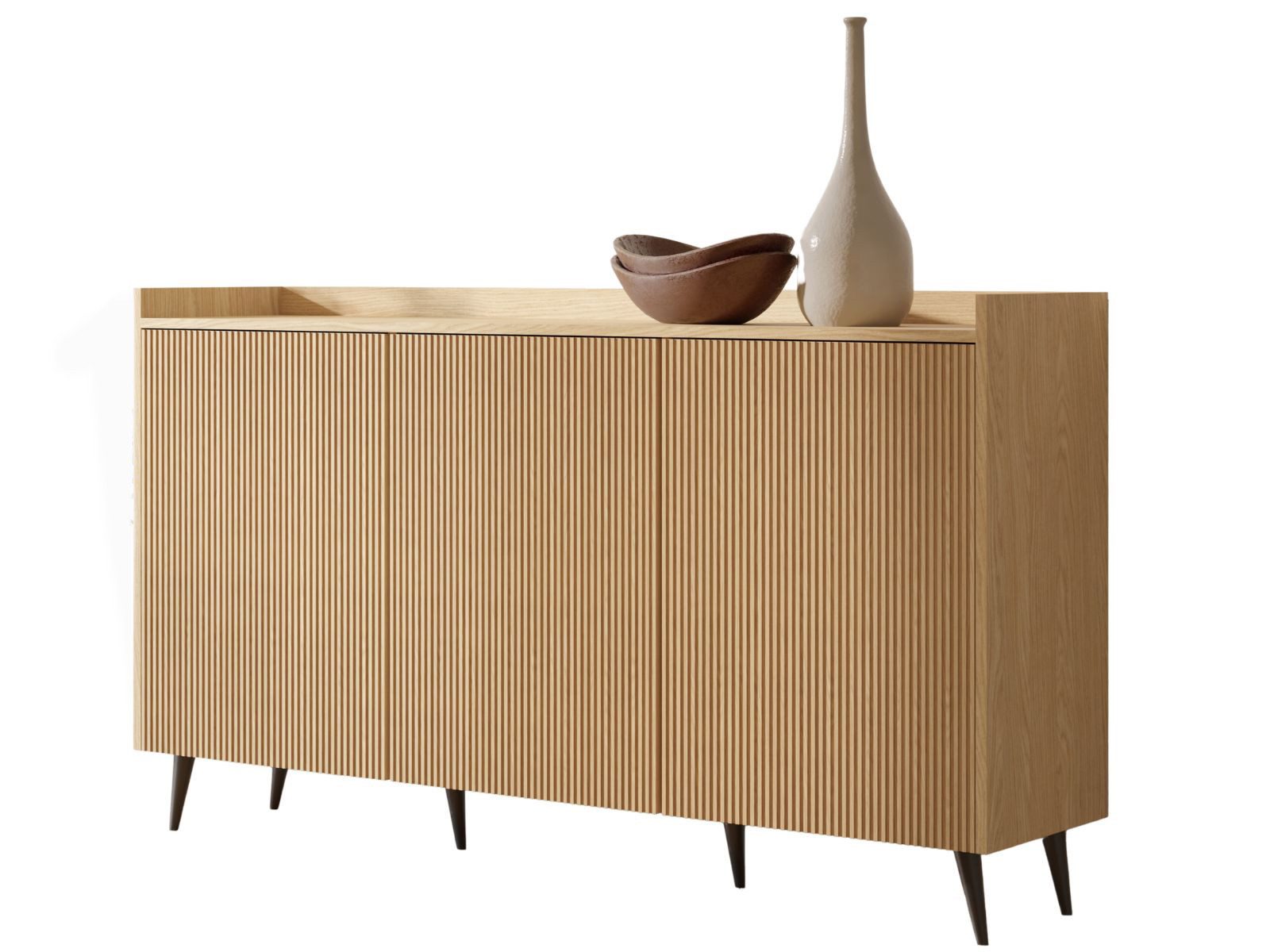 Compleo Kommode Sideboard mit 3 Türen, Japandi design